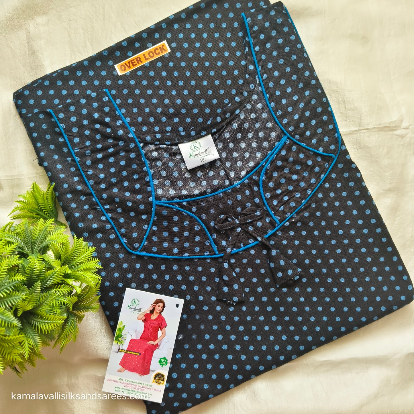 Cotton Nighty Chocolate Black and Blue colour