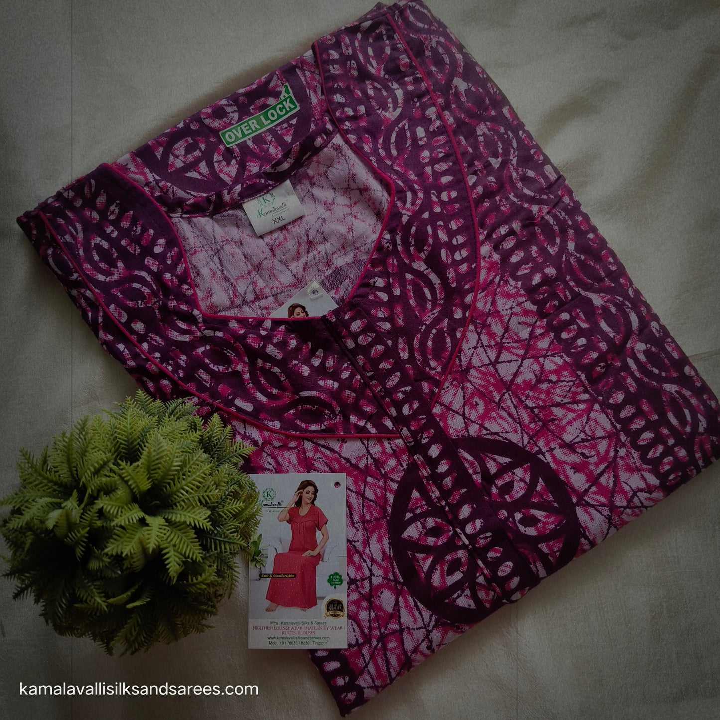 Cotton Nighty Rose and Pink colour