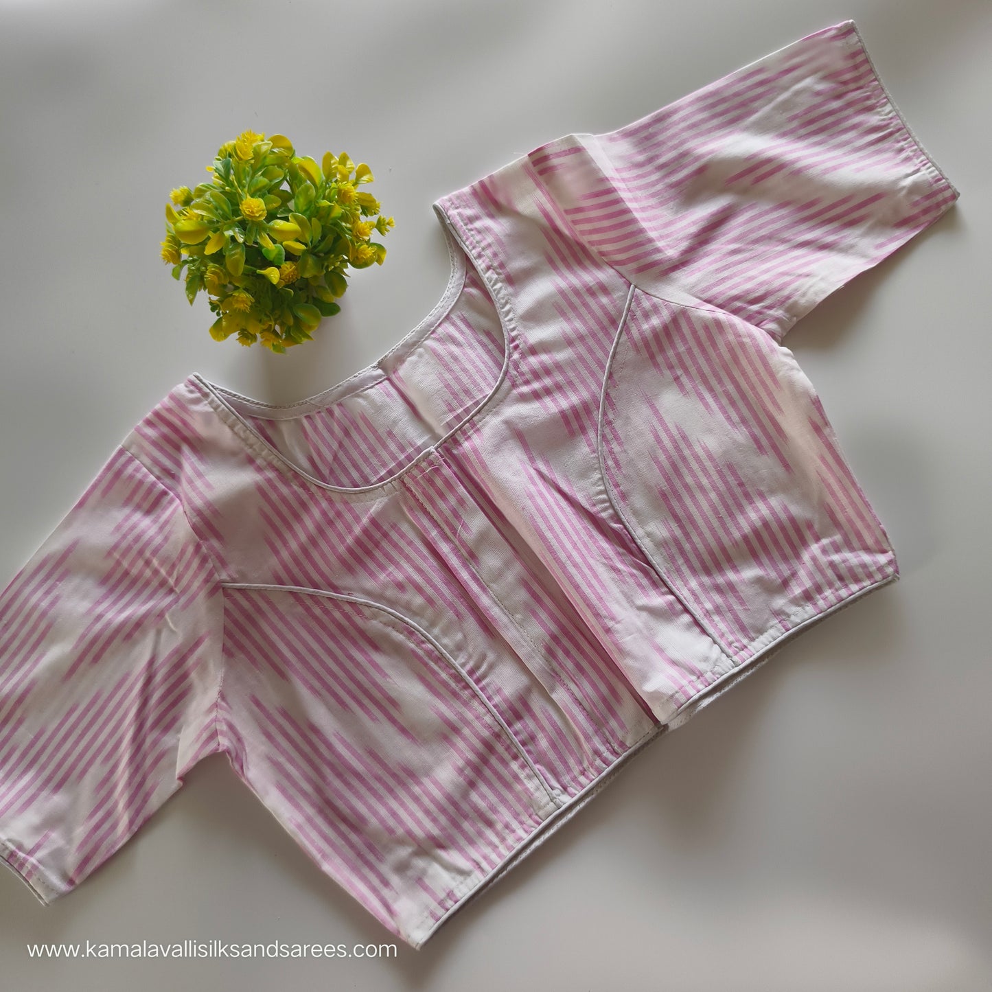 White and Pink Colour Readymade Blouse