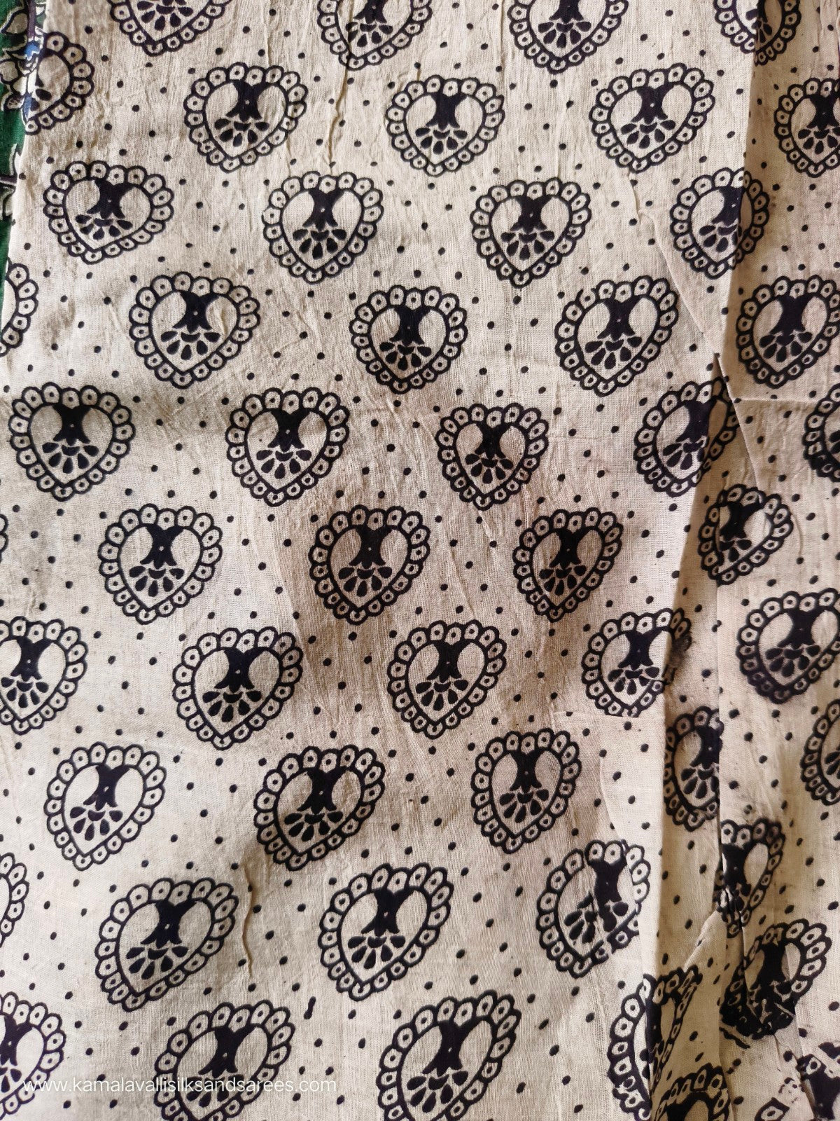 Kalamkari Cotton Saree Green Colour