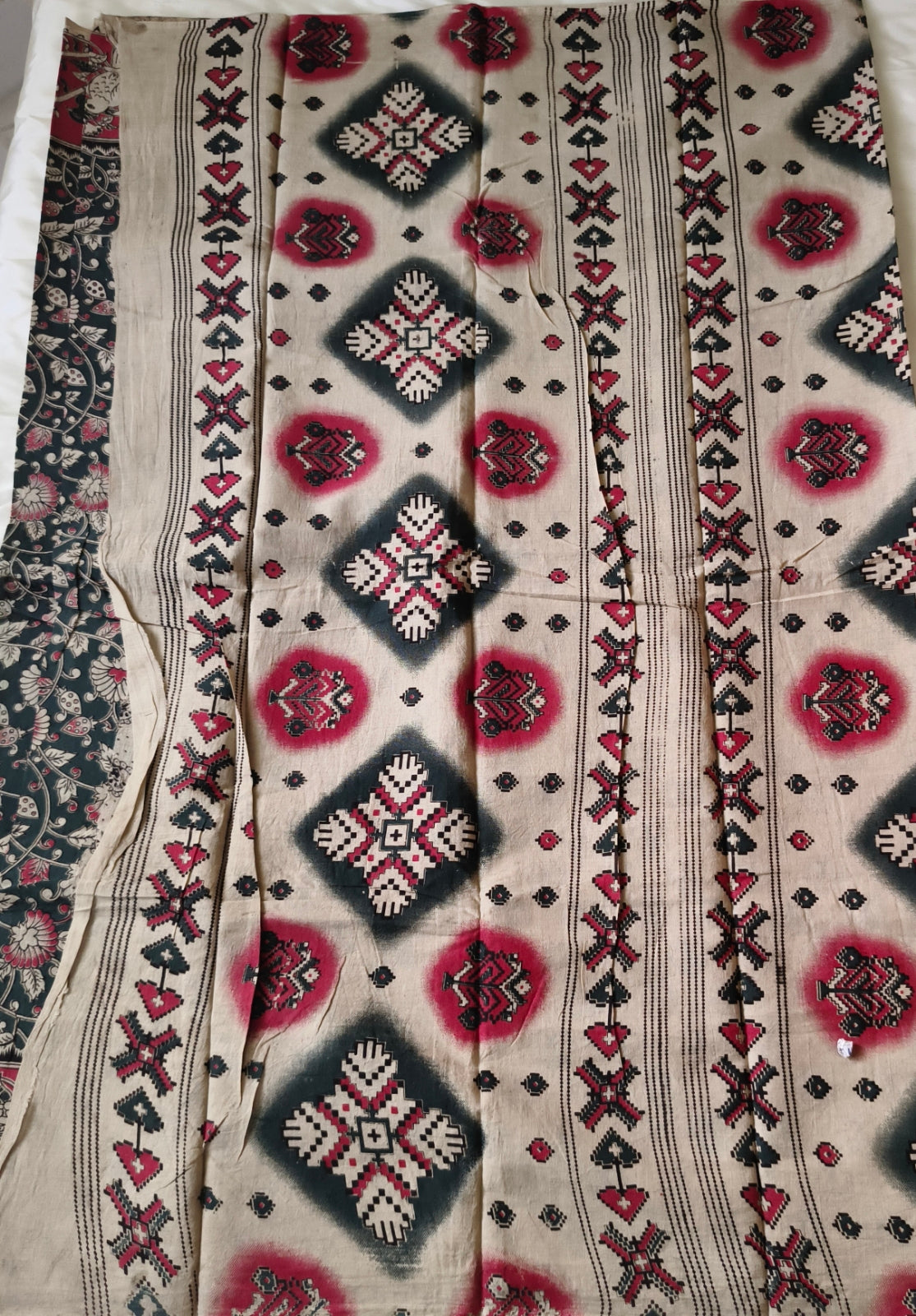 Kalamkari Cotton Saree bottle Green Colour