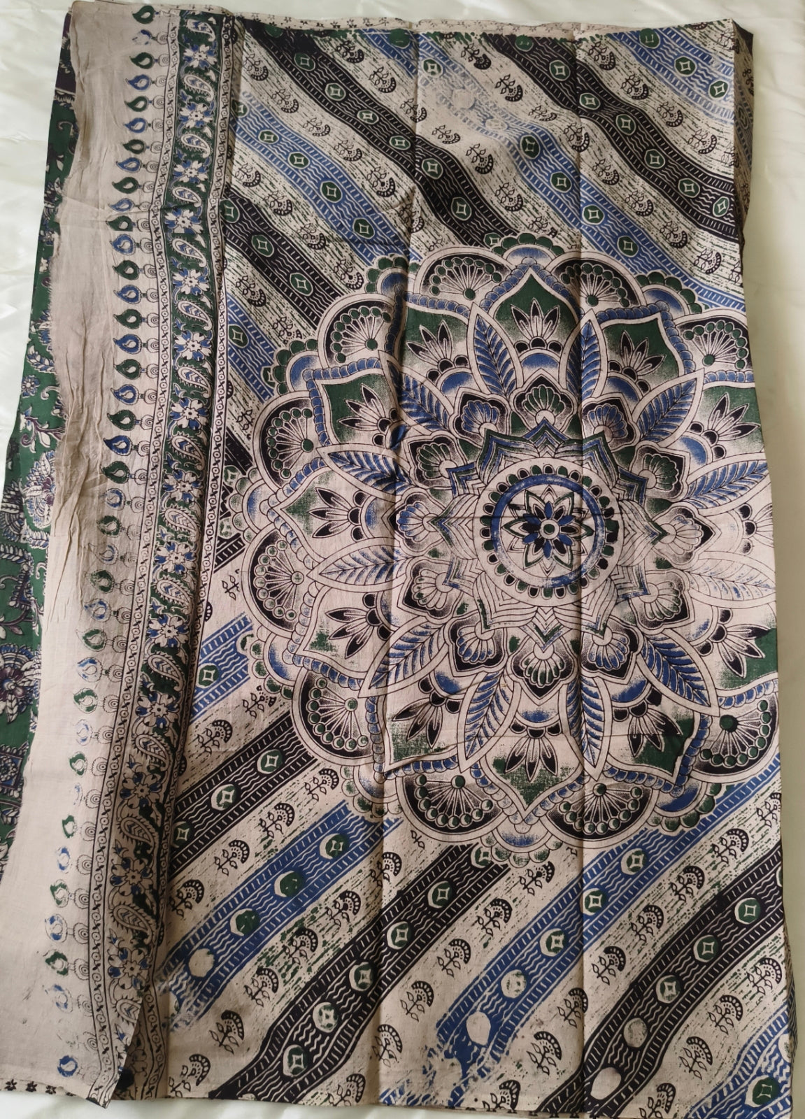 Kalamkari Cotton Saree Green Colour