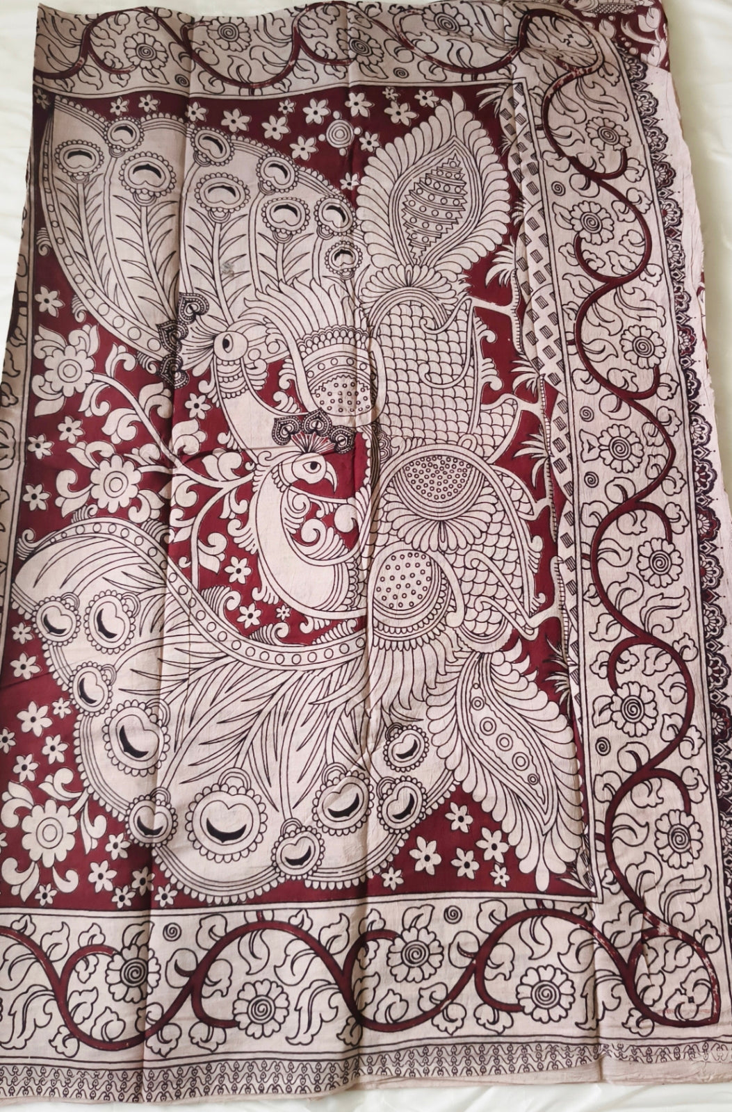 Kalamkari Cotton Saree Maroon Colour