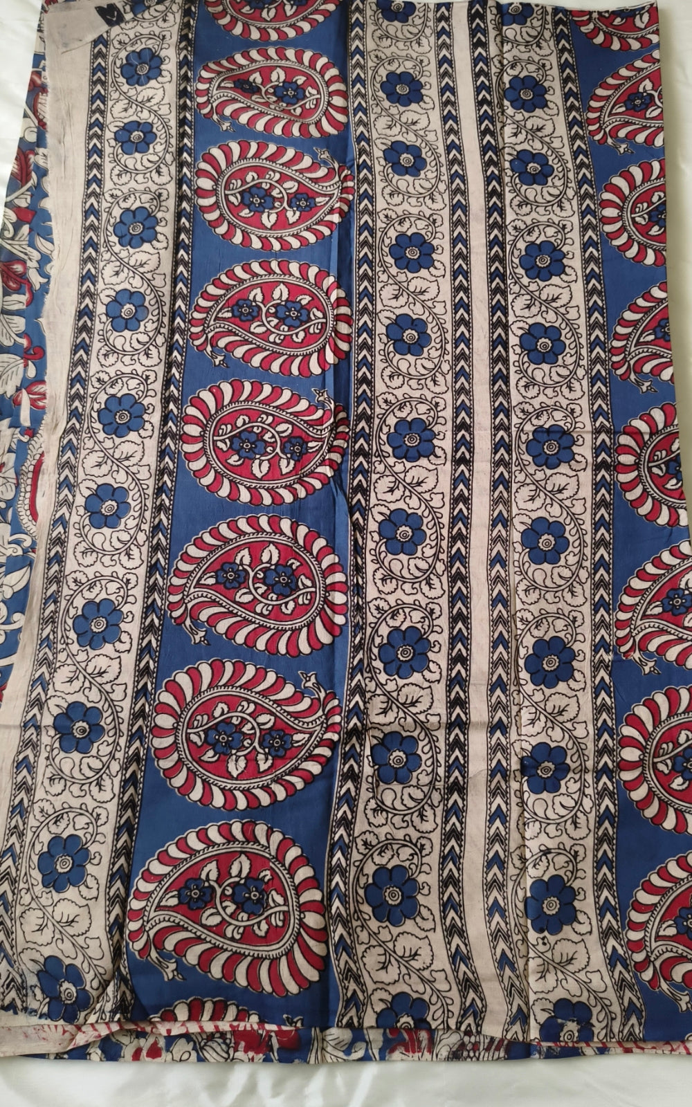 Kalamkari Cotton Saree Blue Colour