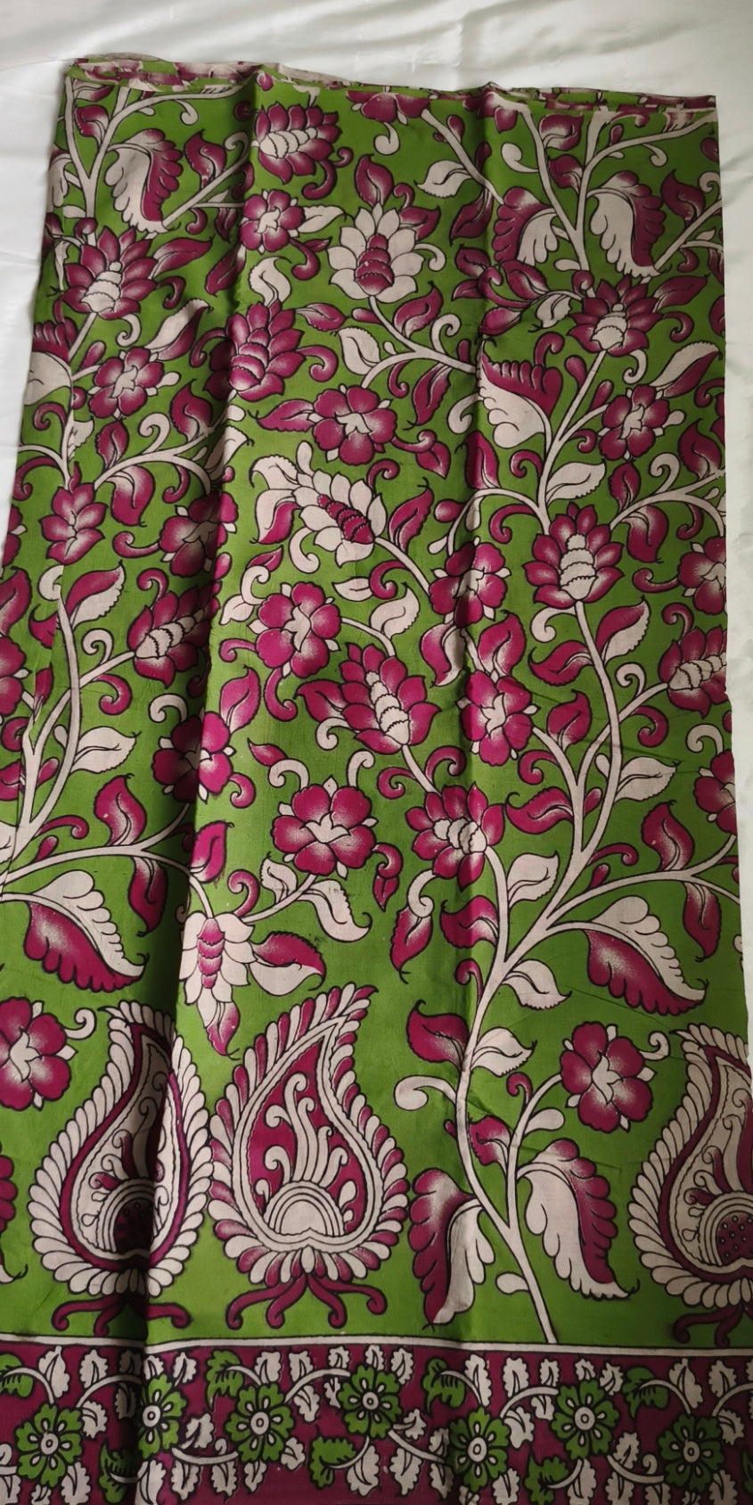 Kalamkari Cotton Saree Green Colour