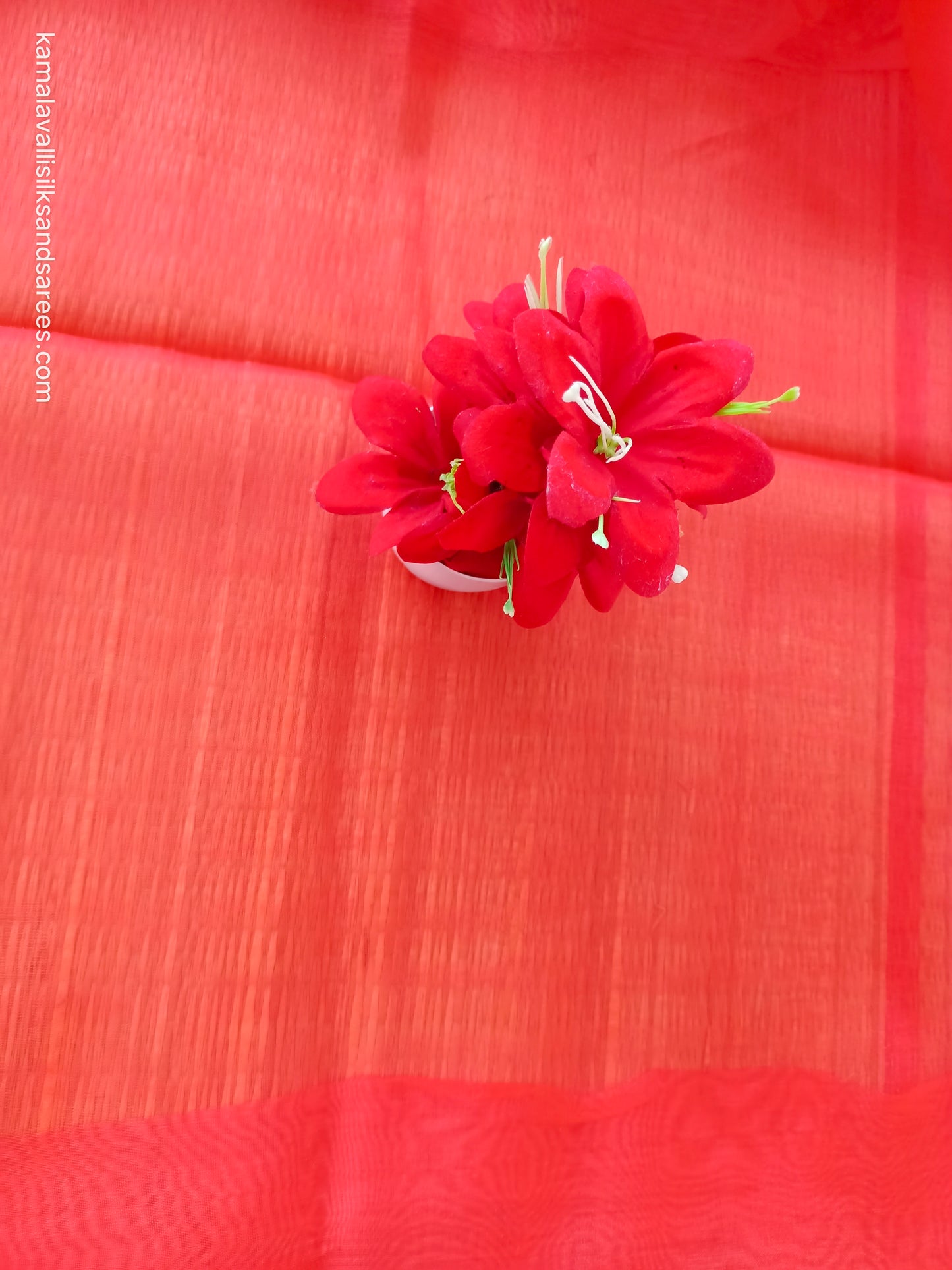 Chanderi Cotton Saree Beige Colour with Orange border