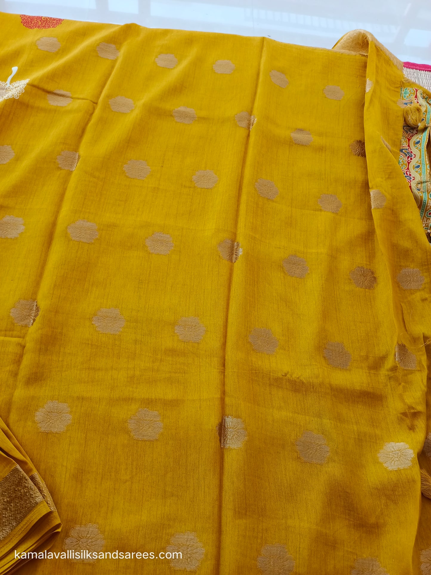Binni Silk Saree Pineapple colour