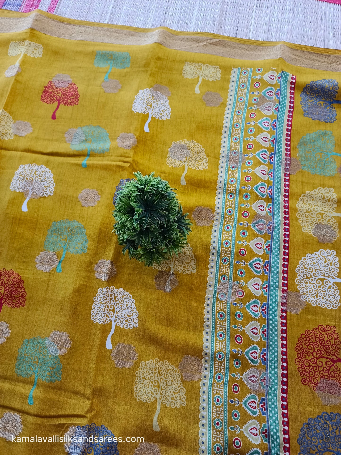 Binni Silk Saree Pineapple colour