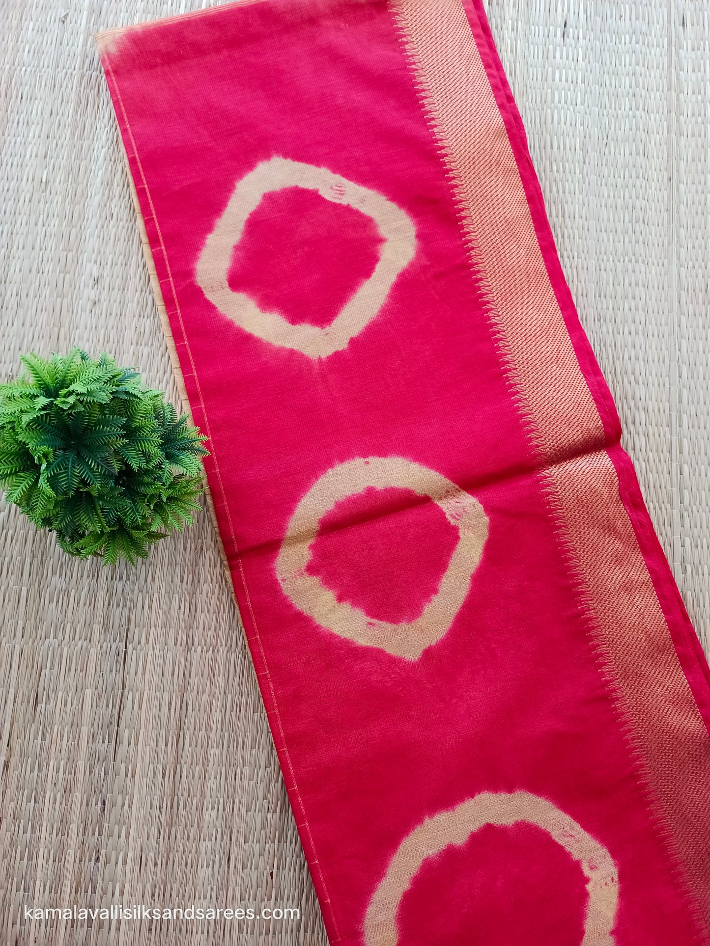 Bhagalpuri Tussar Saree Red colour with Cream colour Pallu and blouse