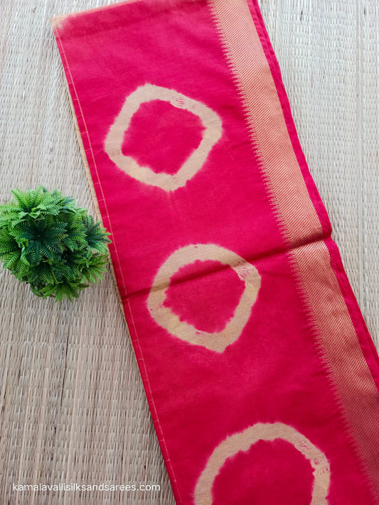 Bhagalpuri Tussar Saree Red colour with Cream colour Pallu and blouse