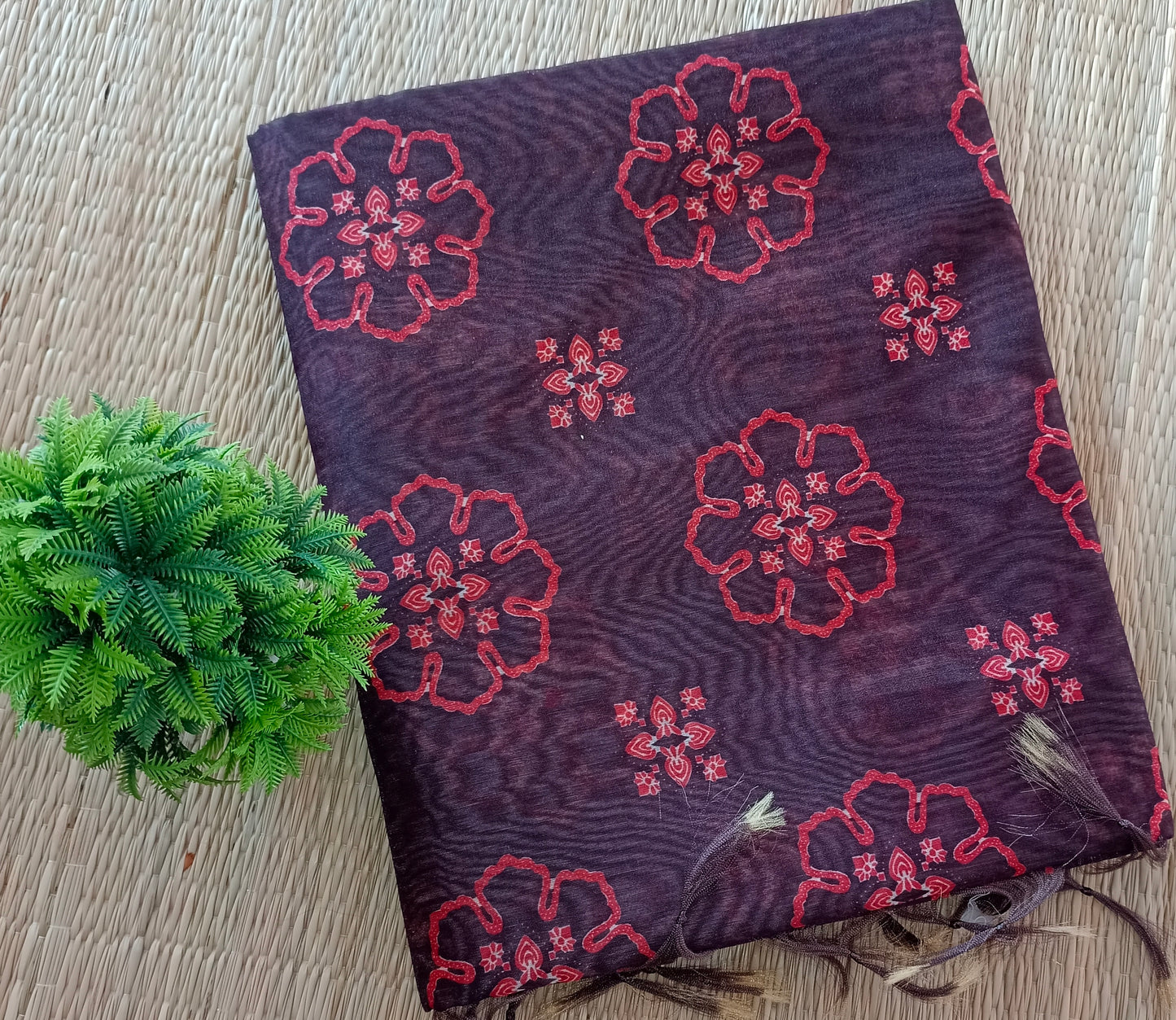 Chanderi Cotton Saree Brown Colour