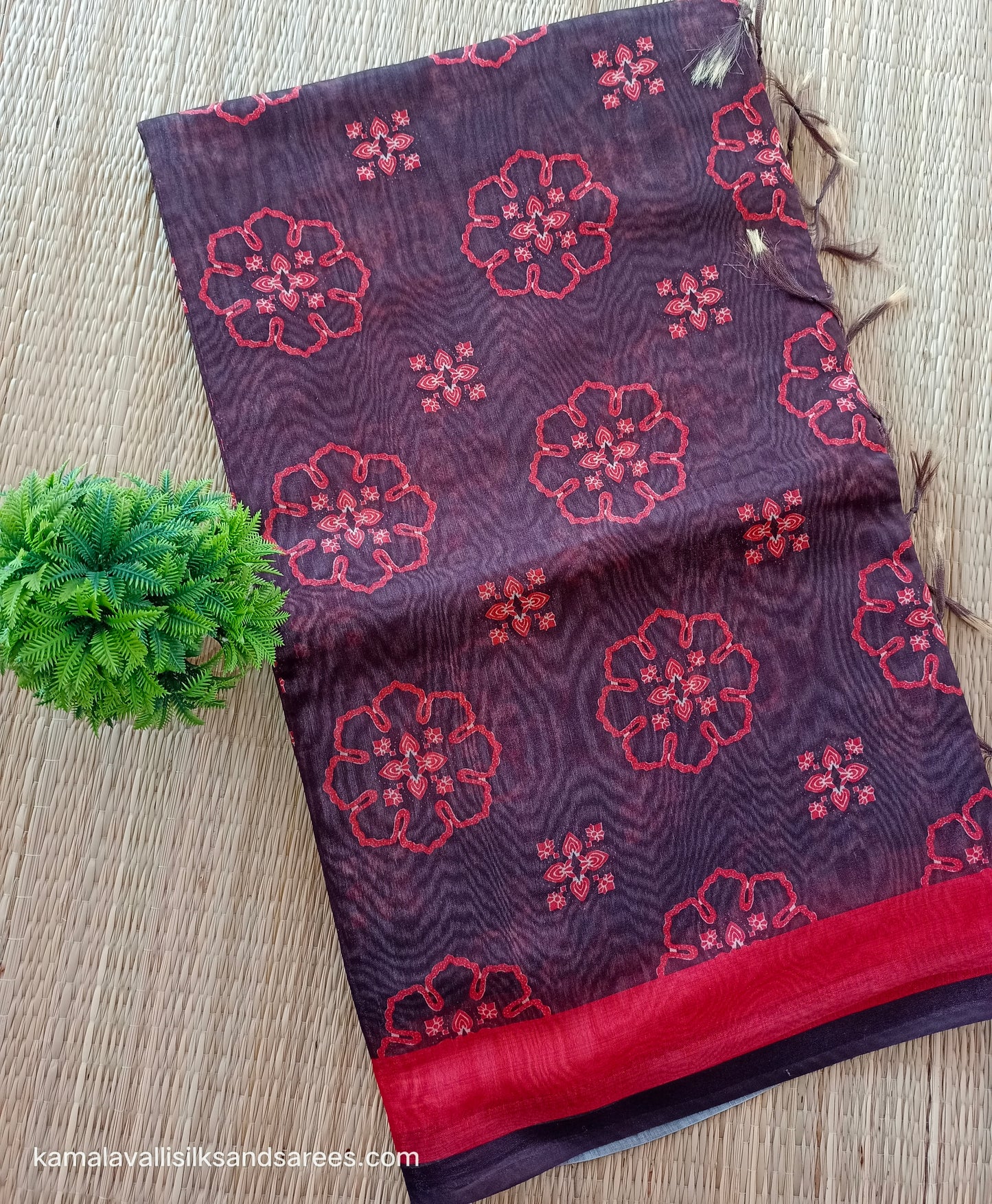 Chanderi Cotton Saree Brown Colour