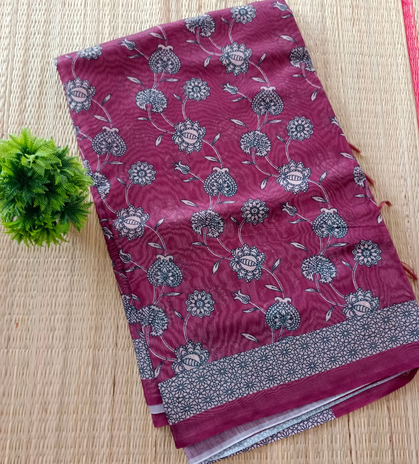 Chanderi Cotton Saree Brown Colour