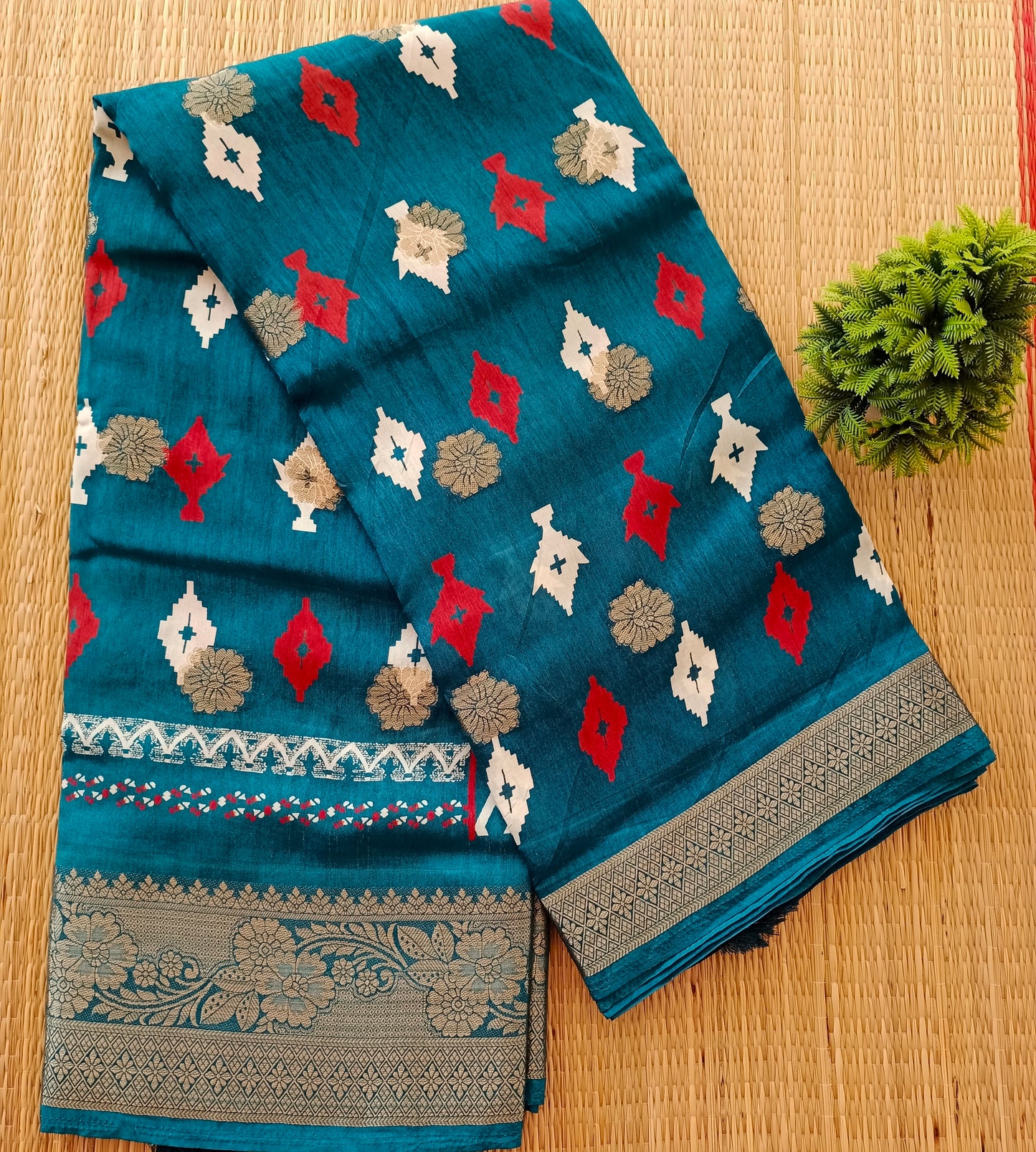 Tussar Georgette Saree Blue Colour
