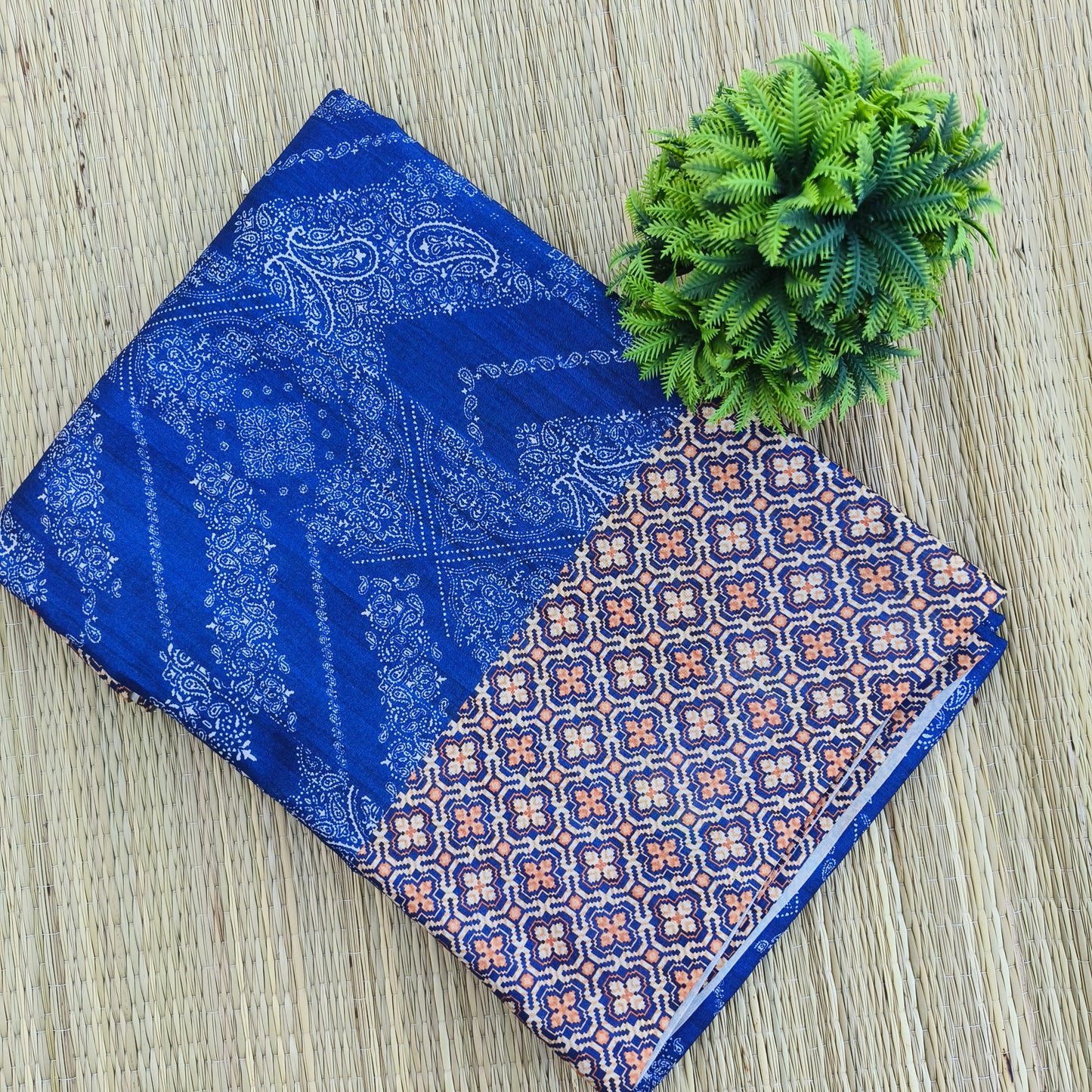 Fancy Chanderi Silk saree Blue colour
