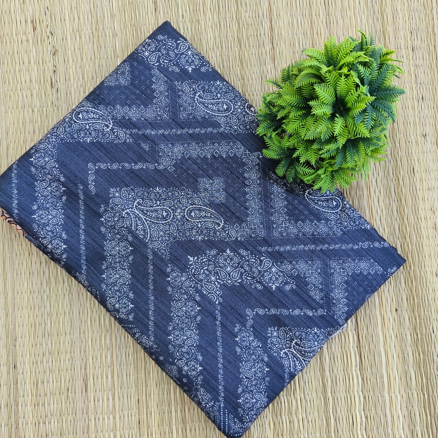 Fancy Chanderi Silk saree Charcoal Black colour