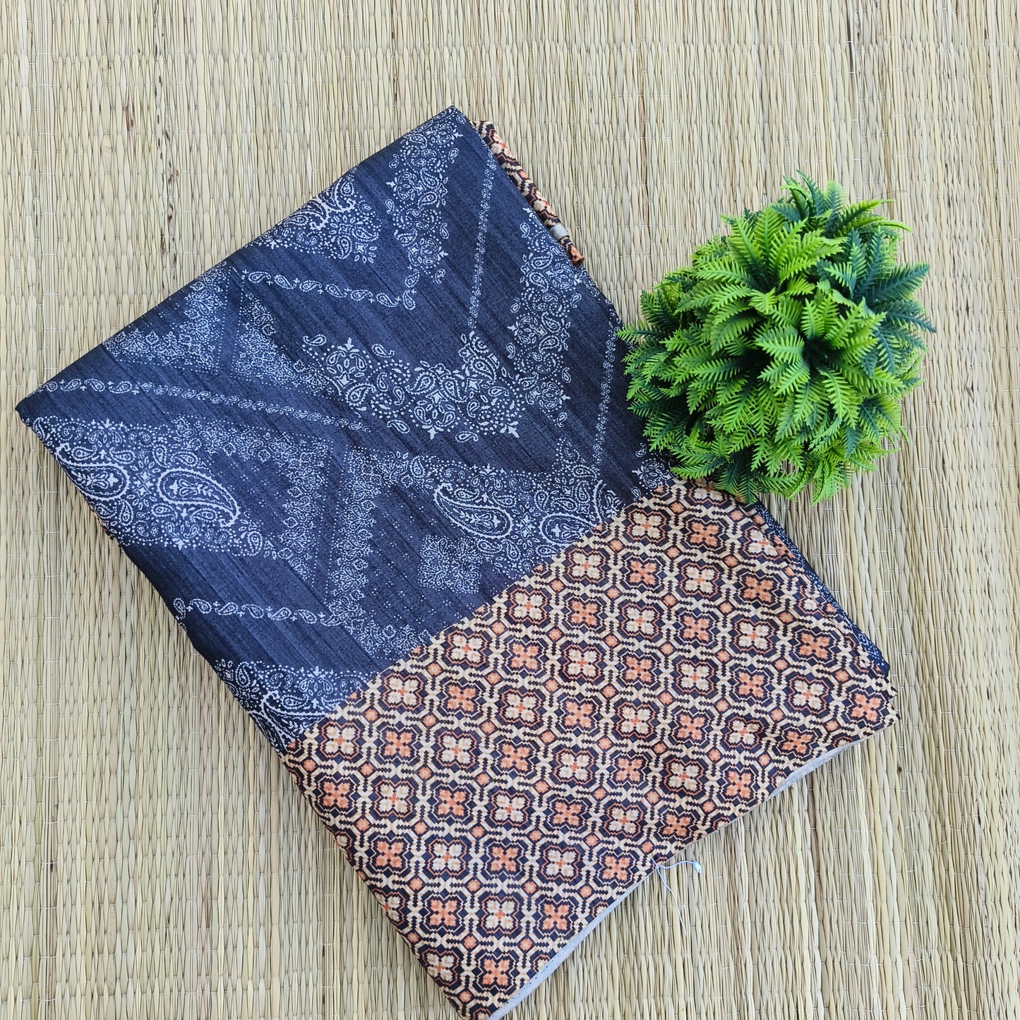 Fancy Chanderi Silk saree Charcoal Black colour