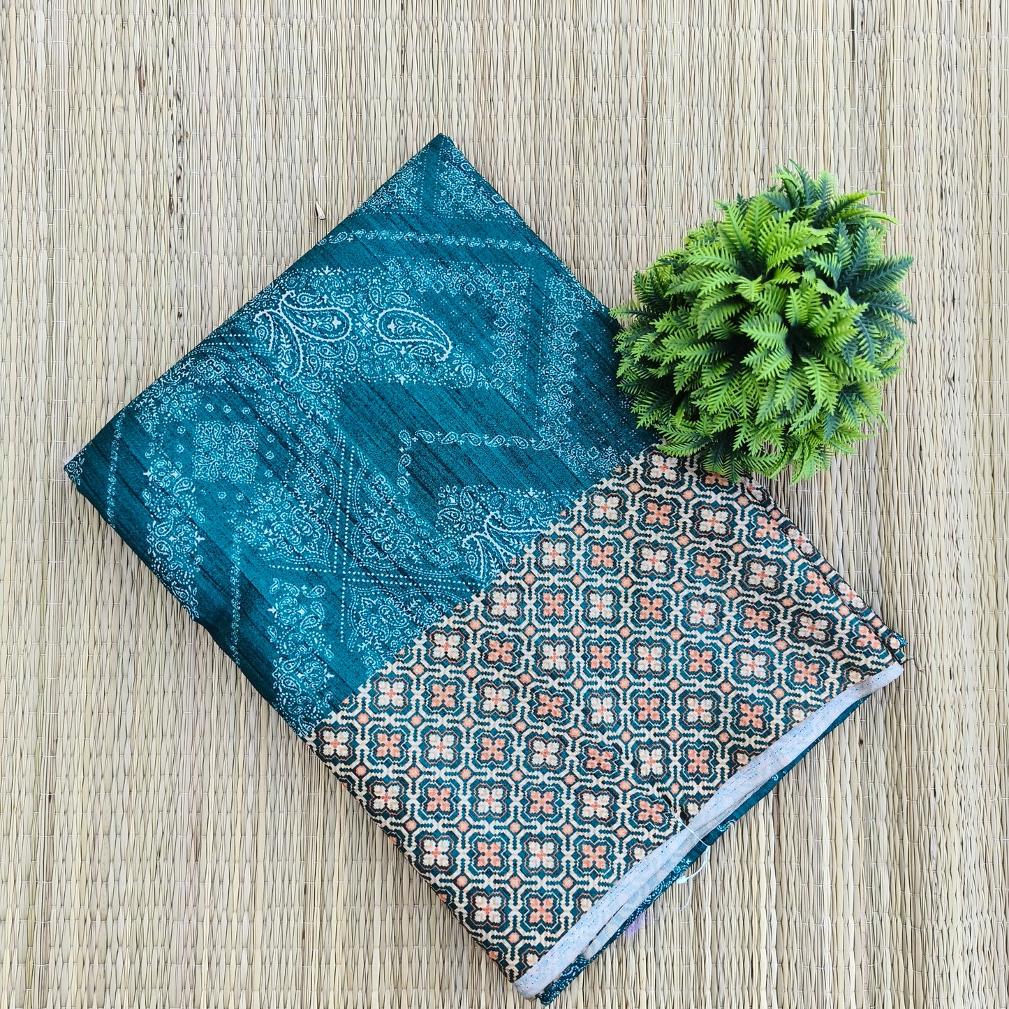 Fancy Chanderi Silk saree Green colour