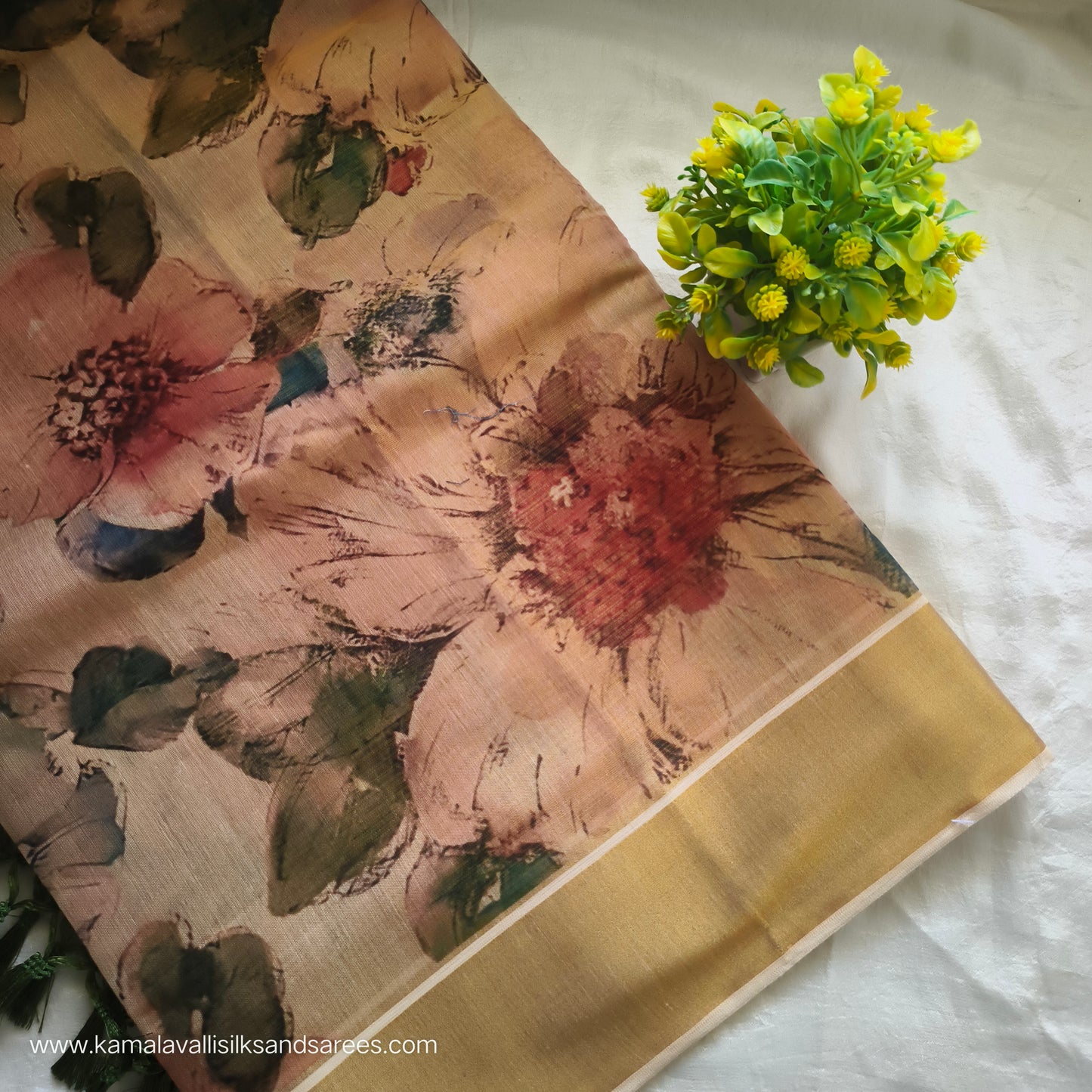 Digital Printed Tissue Linen Saree