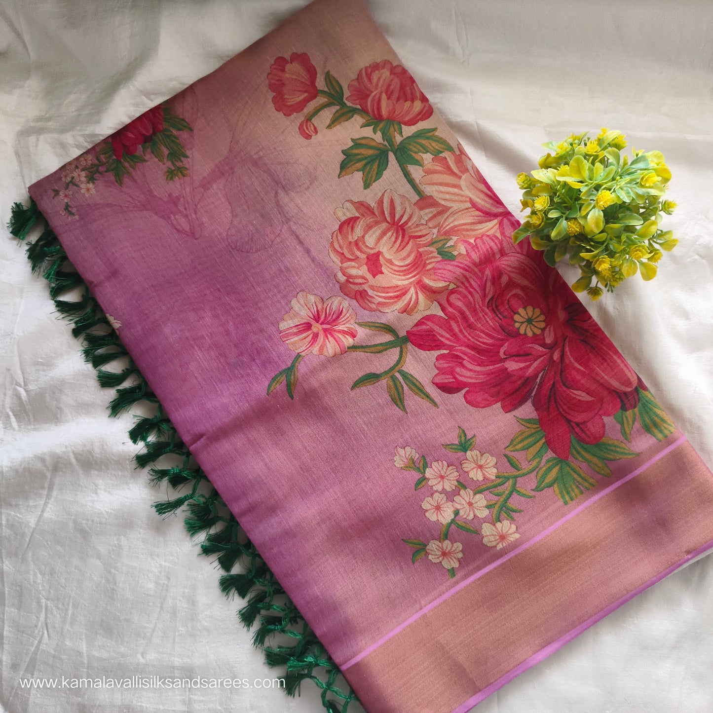 Digital Printed Tissue Linen Saree