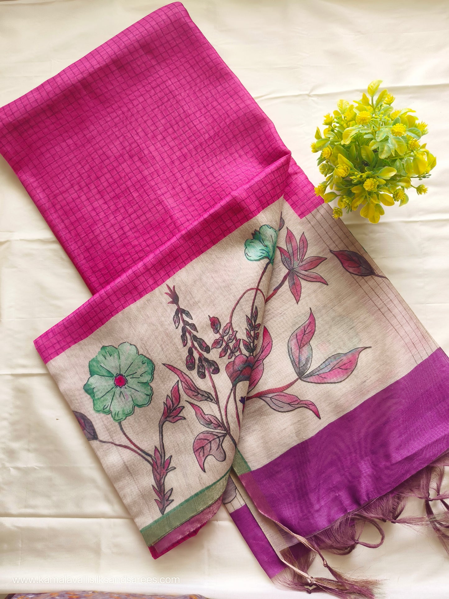 Chanderi Cotton Saree Rose Colour