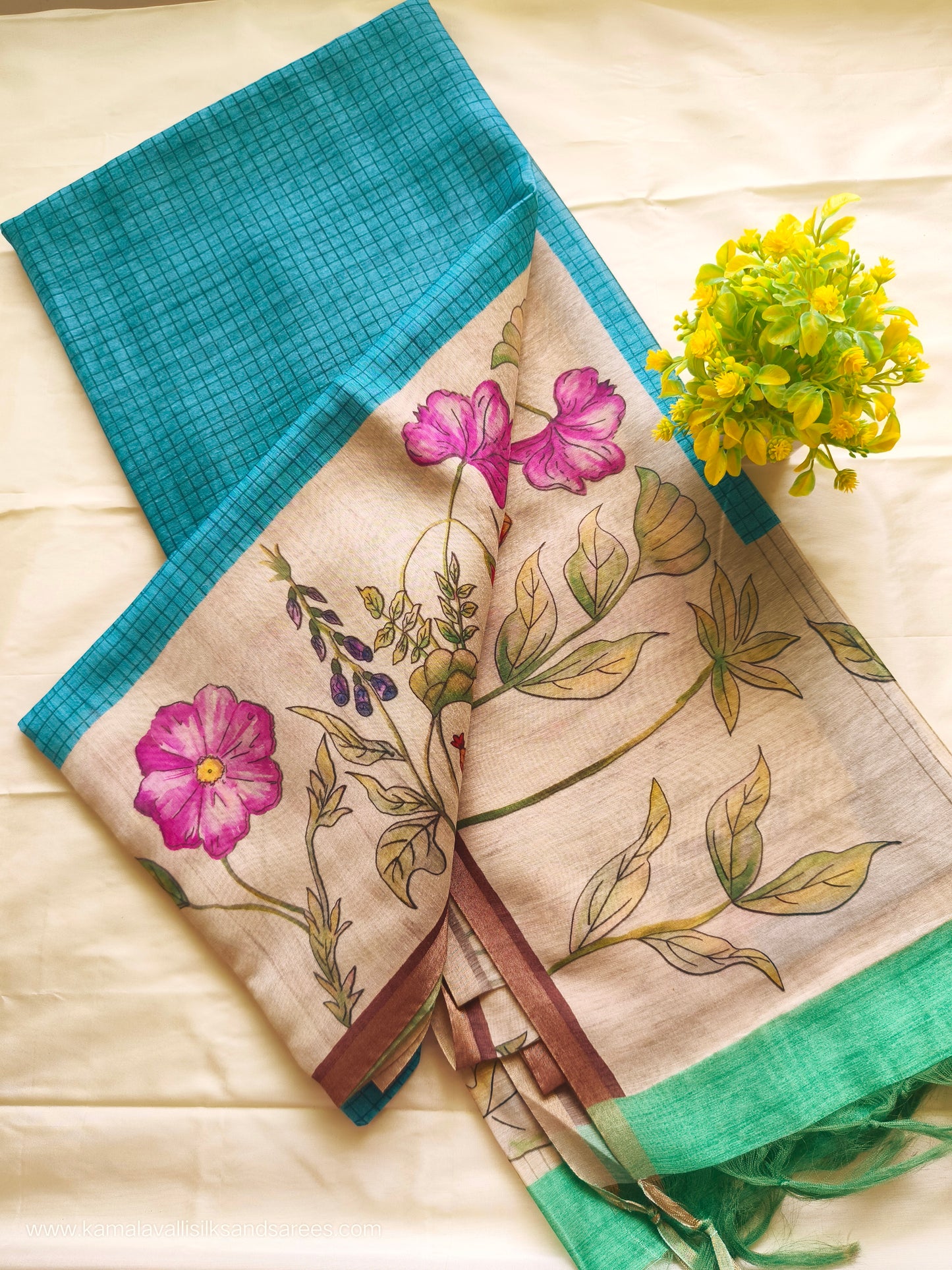 Chanderi Cotton Saree Blue Colour