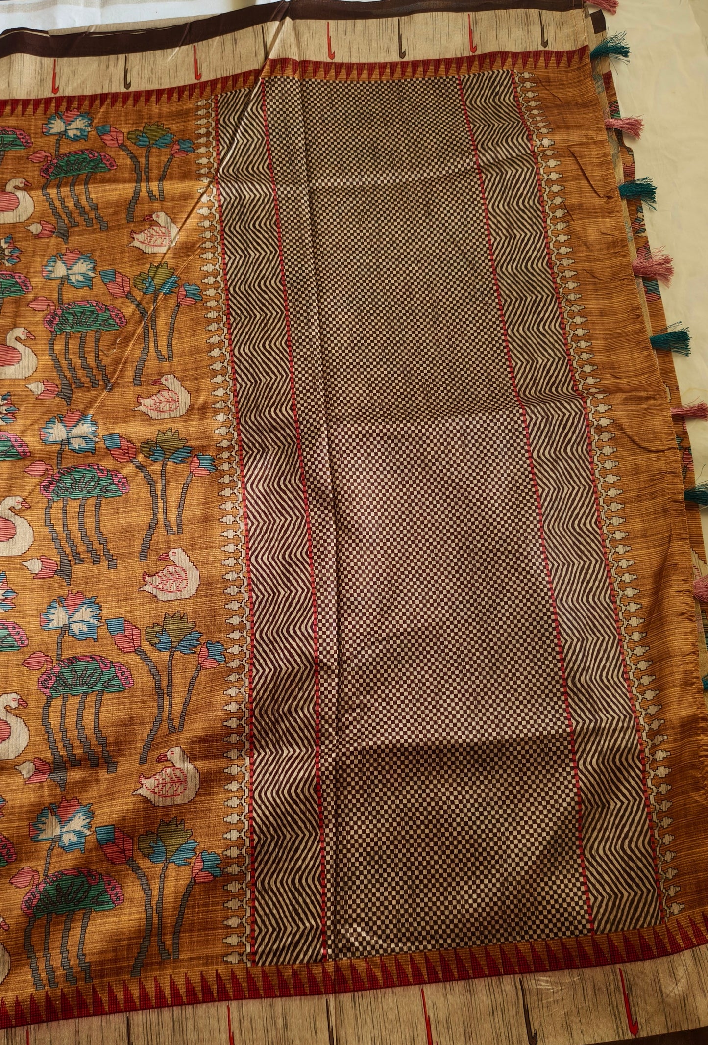 Jute Tussar Saree Mustard Colour