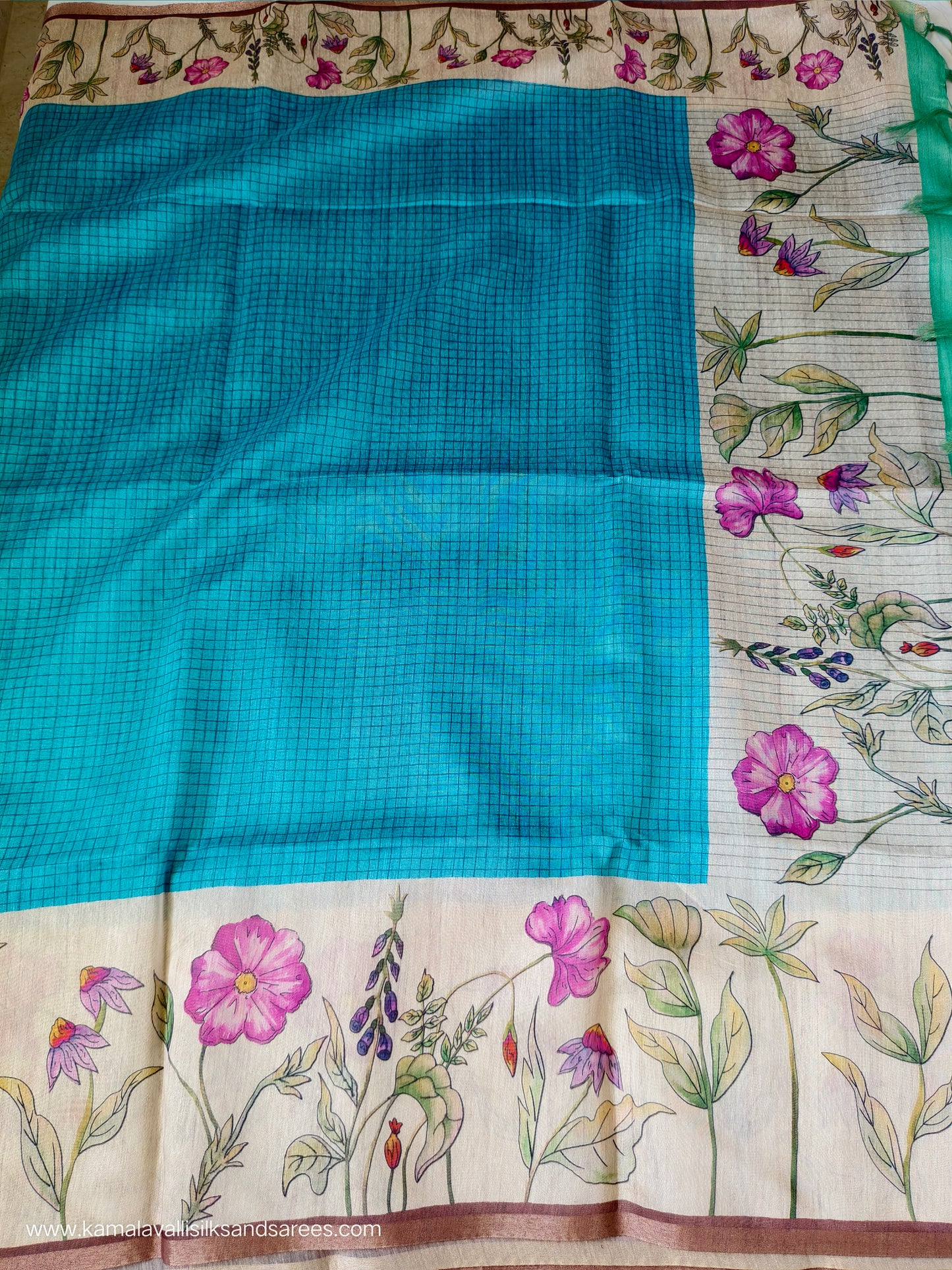 Chanderi Cotton Saree Blue Colour