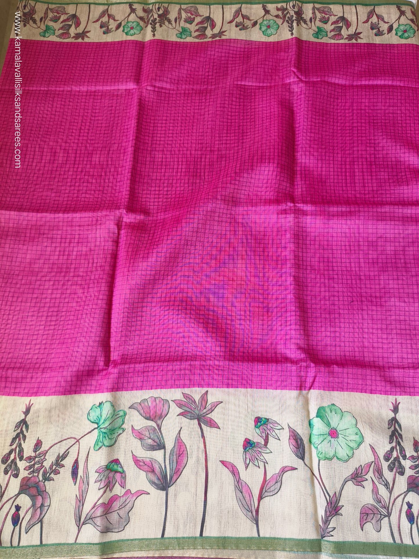 Chanderi Cotton Saree Rose Colour