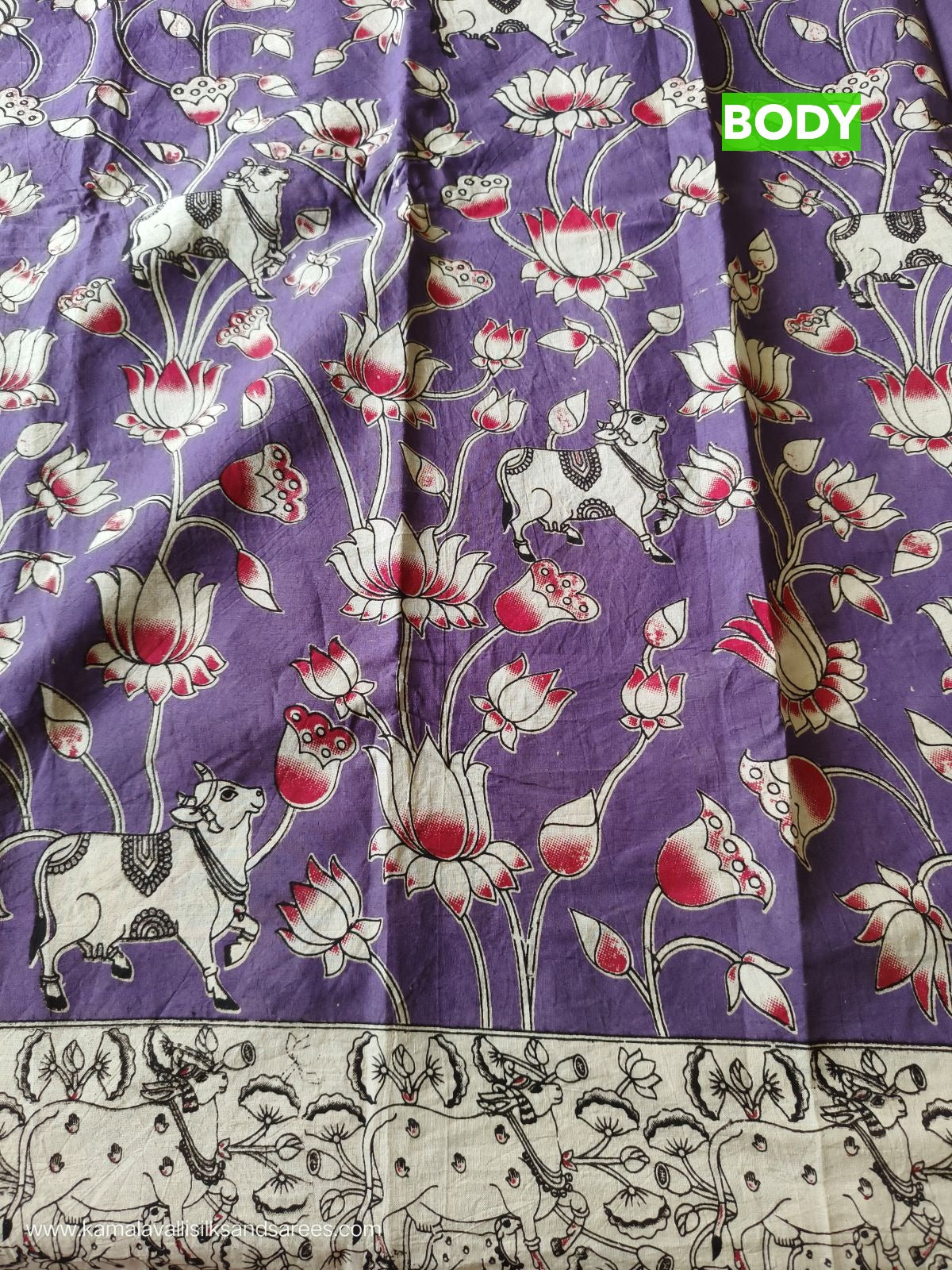 Kalamkari Cotton Saree Violet Colour