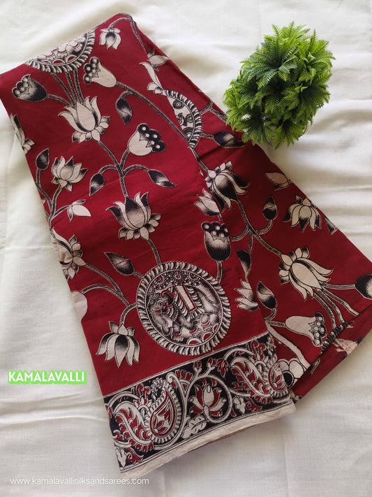 Kalamkari Cotton Saree Maroon Colour
