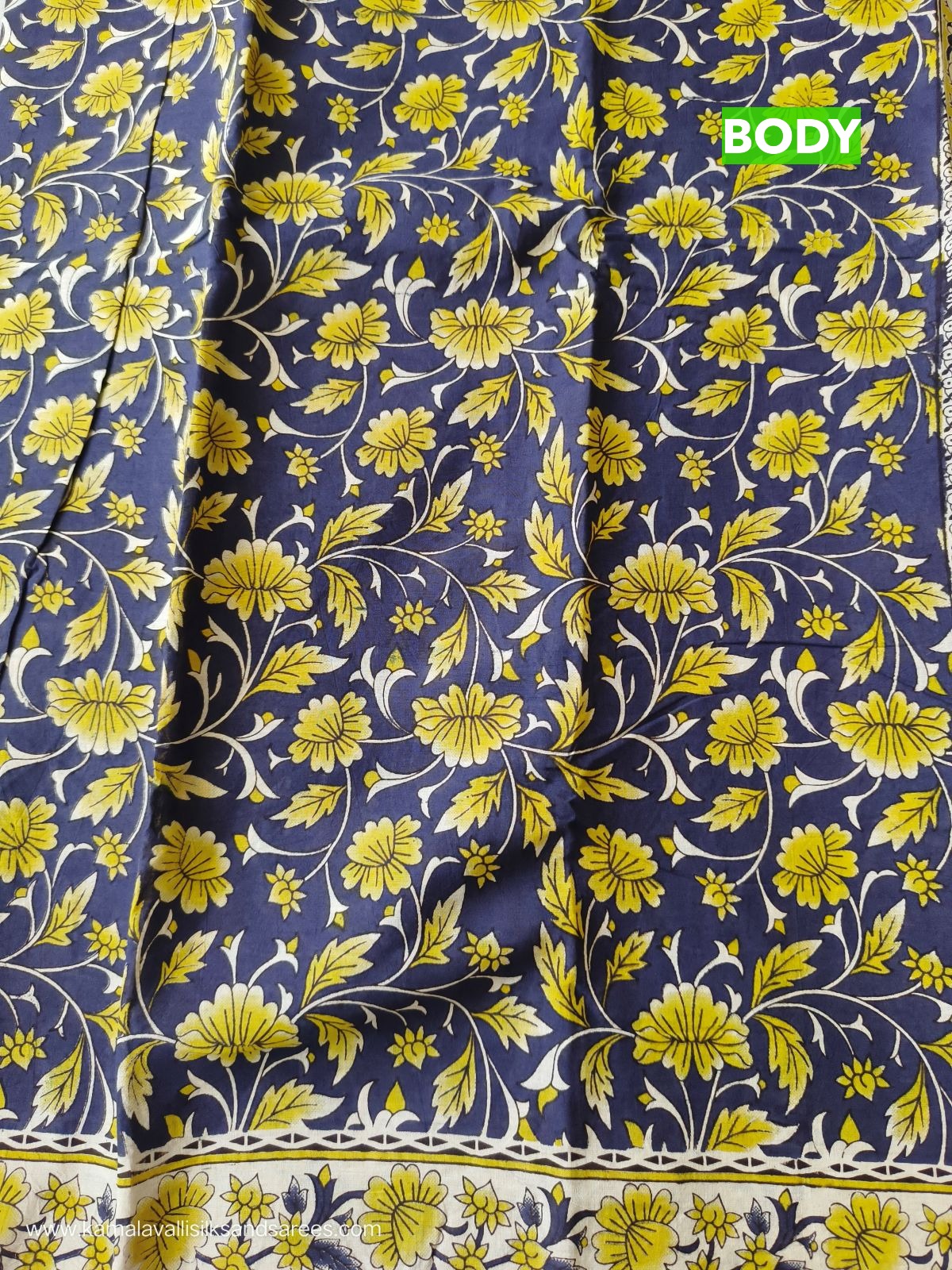 Kalamkari Cotton Saree Blue Colour