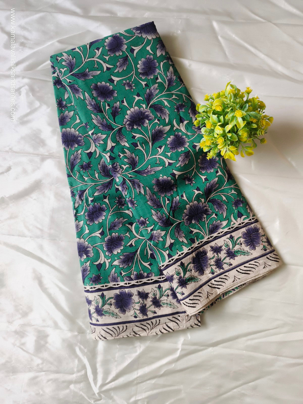 Kalamkari Cotton Saree Blue Colour