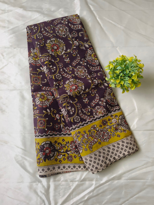 Kalamkari Cotton Saree Purple Colour