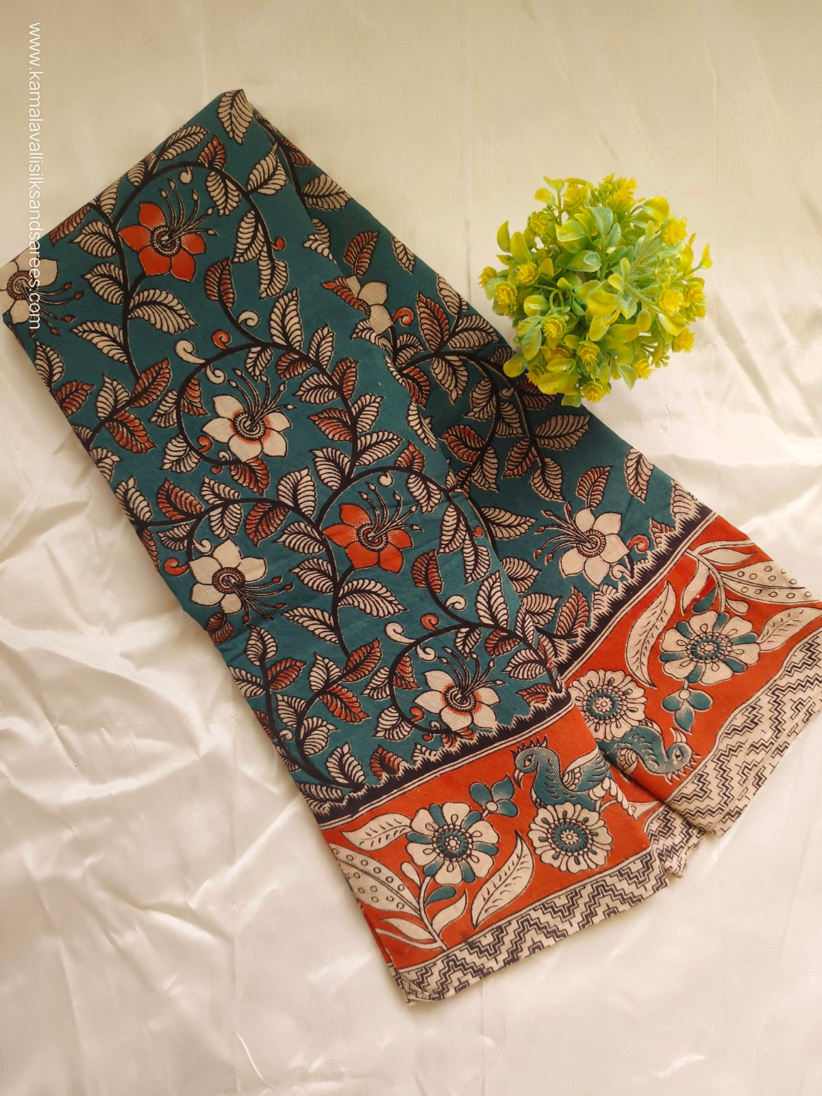 Kalamkari Cotton Saree Blue Colour