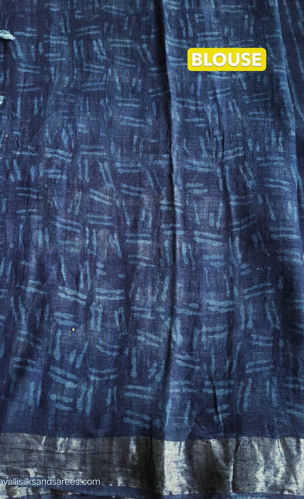Pure Linen Cotton Saree Blue Colour with Zari Border