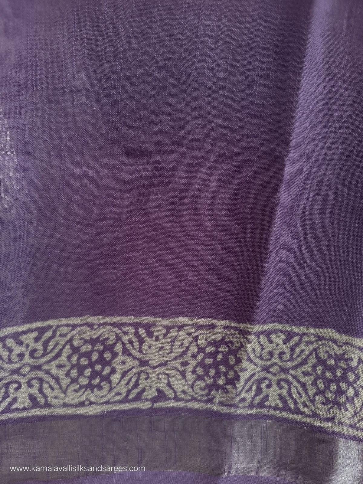 Pure Linen Cotton Saree Purple Colour with Zari Border