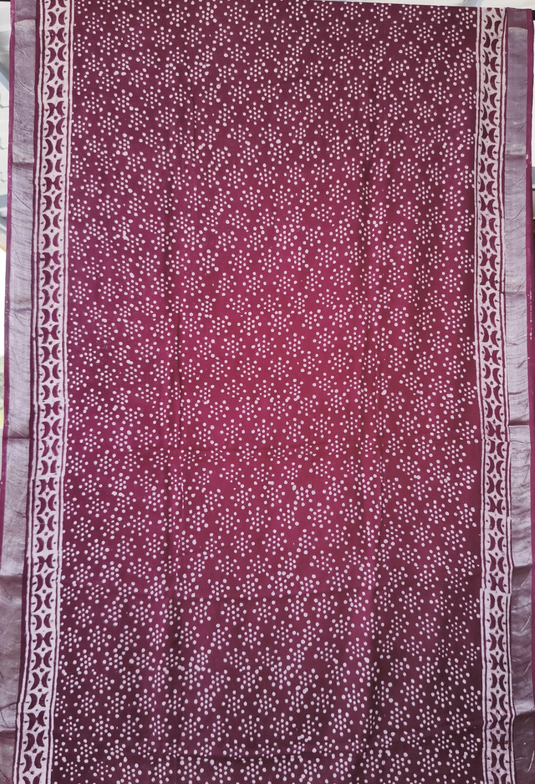 Pure Linen Cotton Saree Maroon Colour with Zari Border