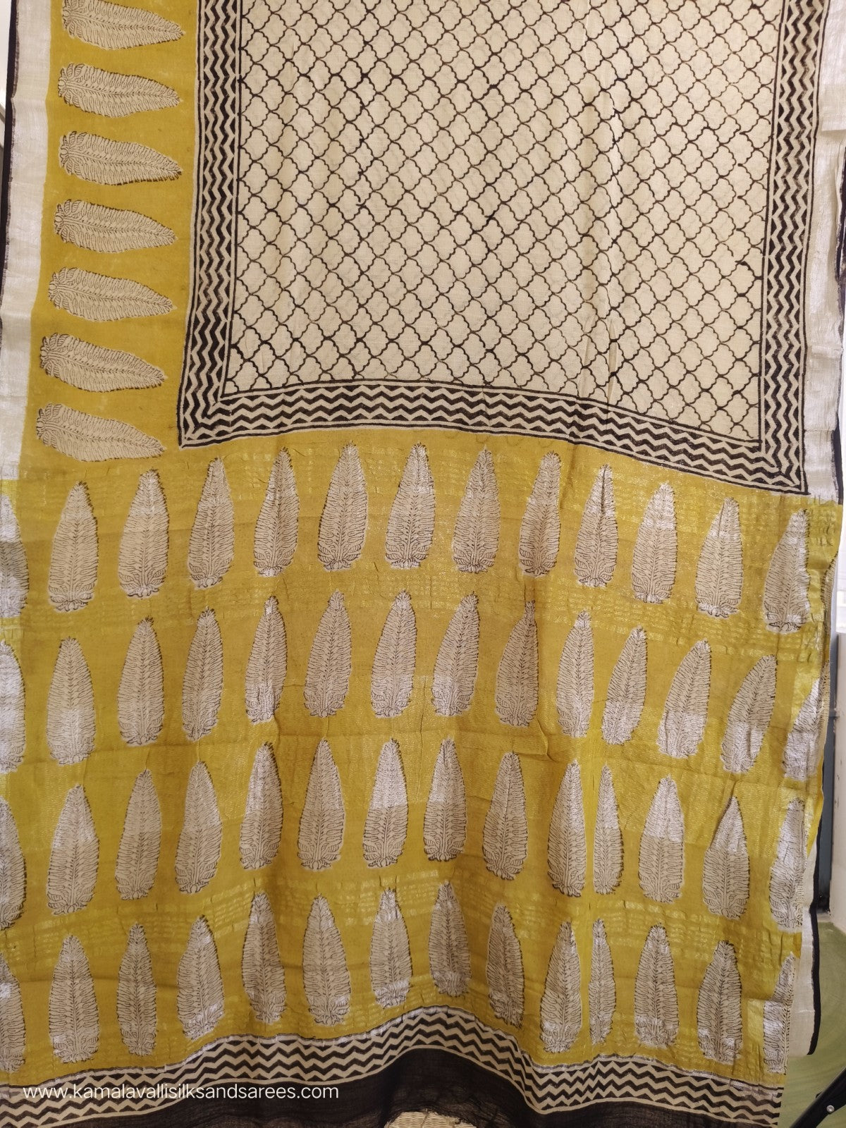 Pure Linen Cotton Saree Beige Colour with Zari Border