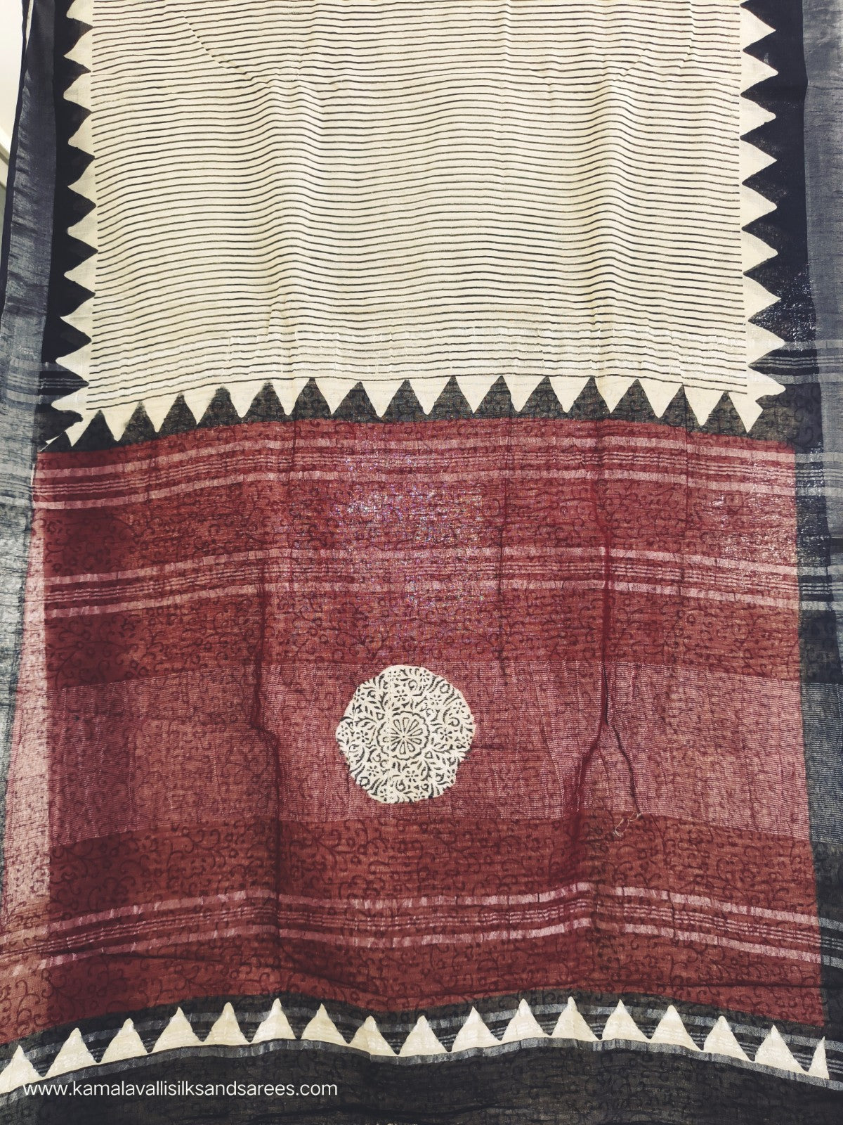 Pure Linen Cotton Saree White Colour with Zari Border