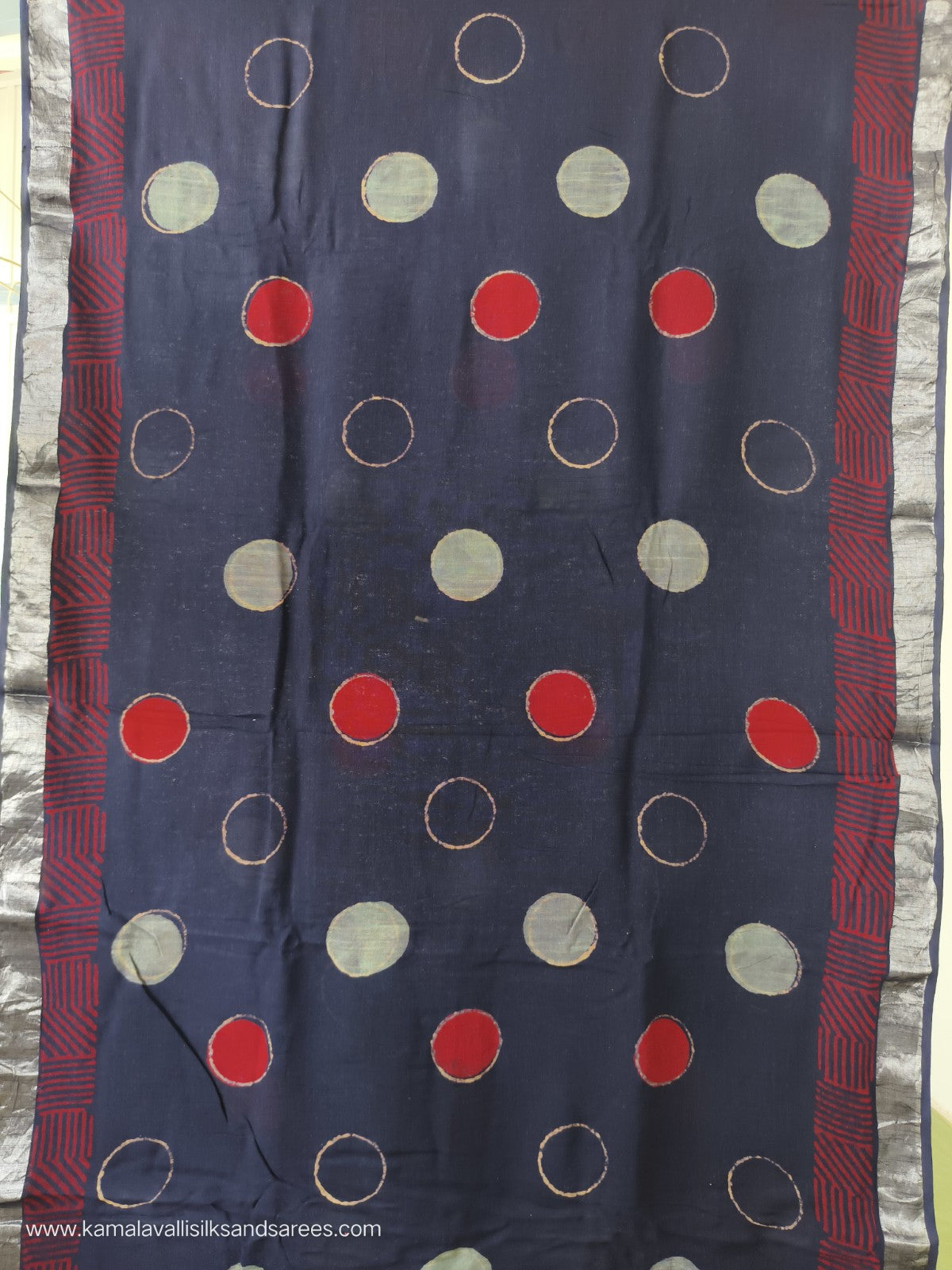 Pure Linen Cotton Saree Blue Colour with Zari Border