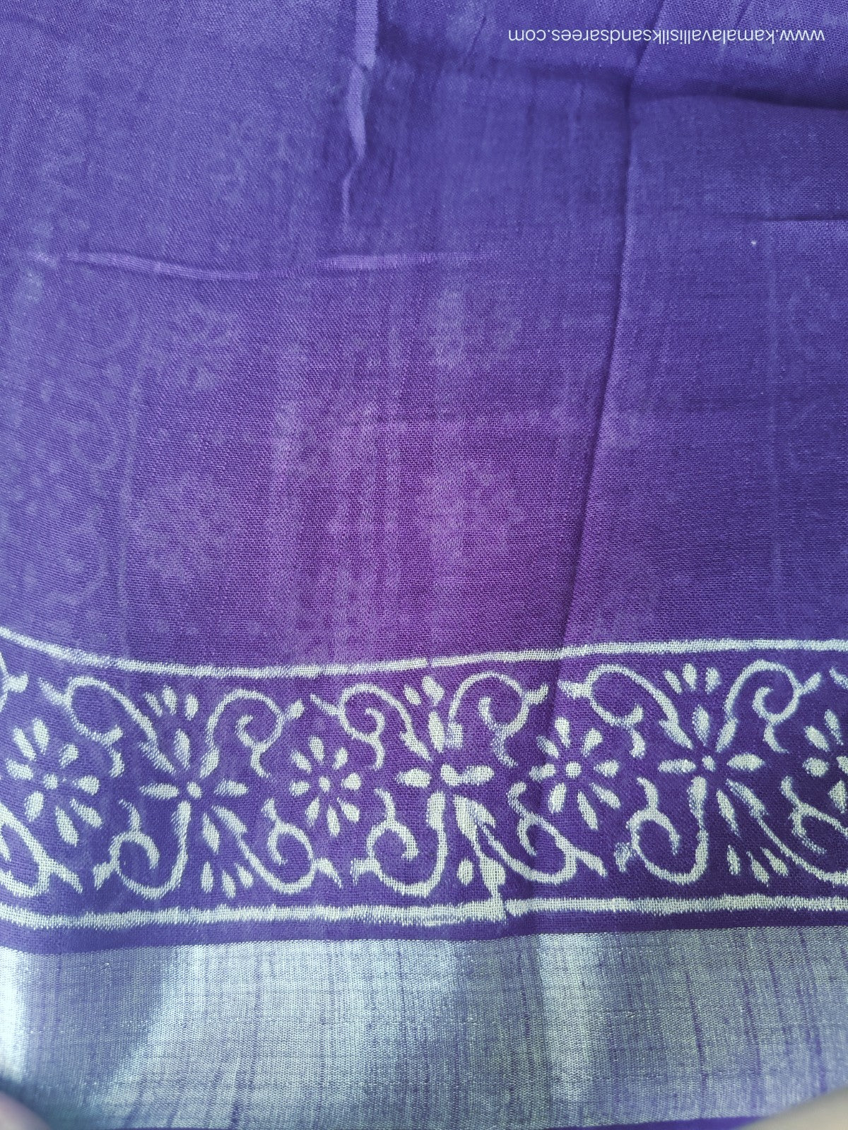 Pure Linen Cotton Saree Purple Colour with Zari Border