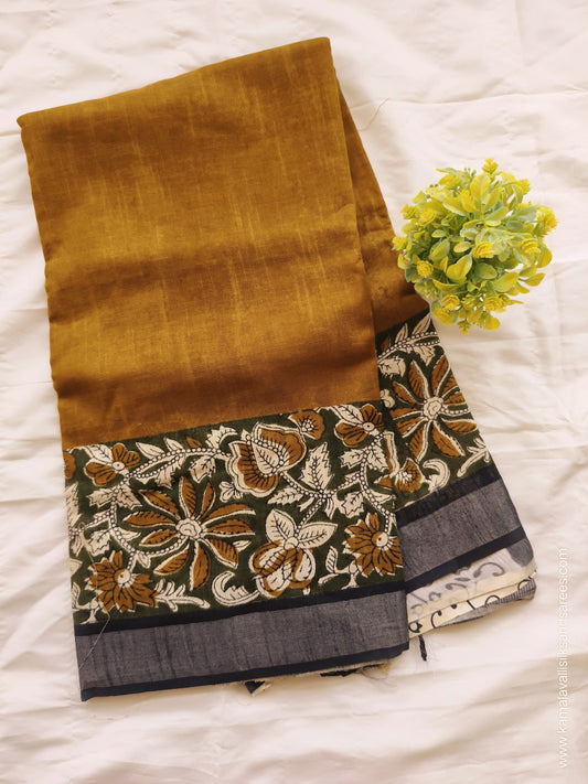 Pure Linen Cotton Saree multi colour with Zari Border