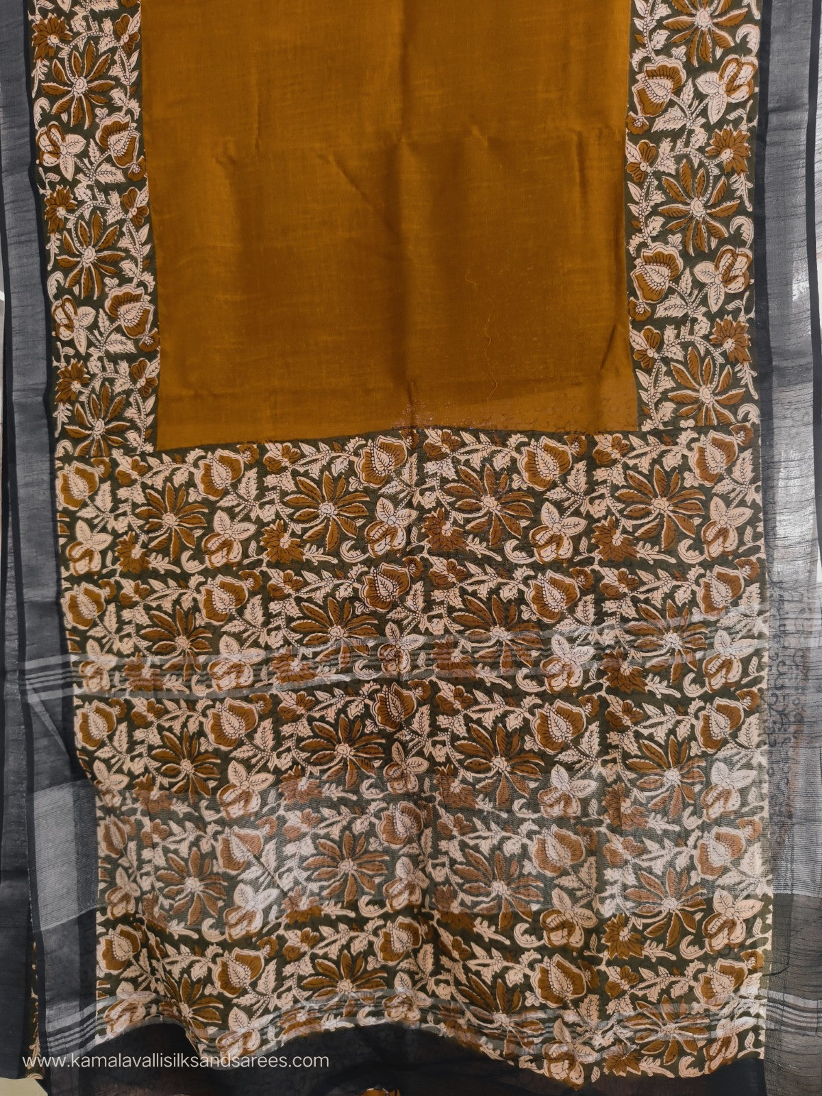 Pure Linen Cotton Saree multi colour with Zari Border