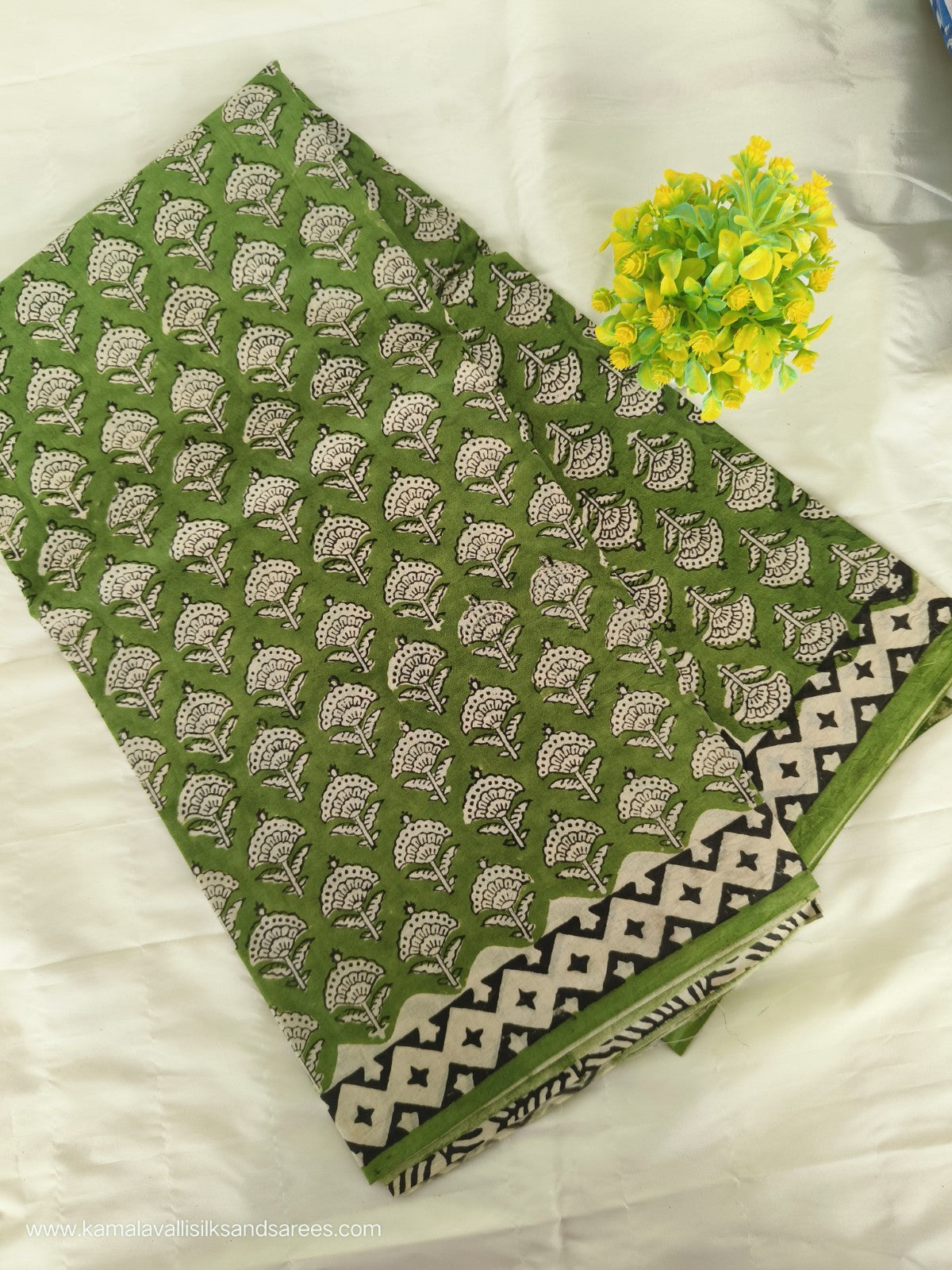 Hand Block Printed Mul Mul Cotton Saree