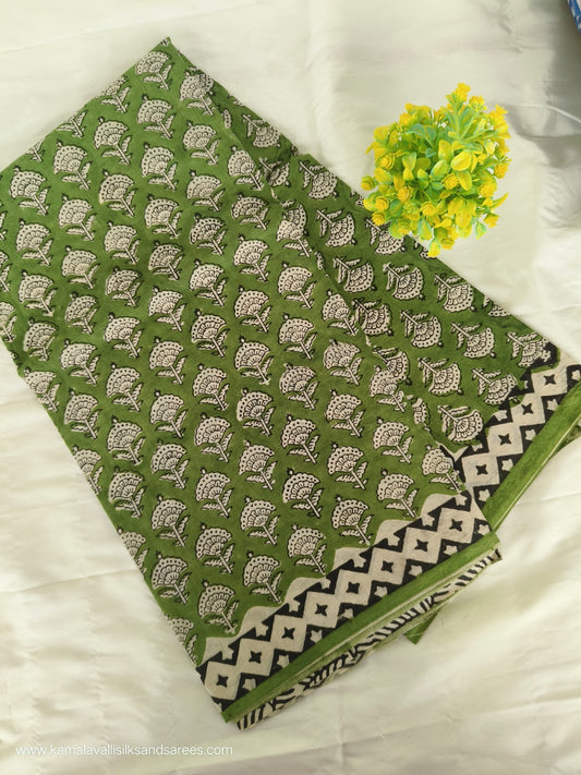 Hand Block Printed Mul Mul Cotton Saree