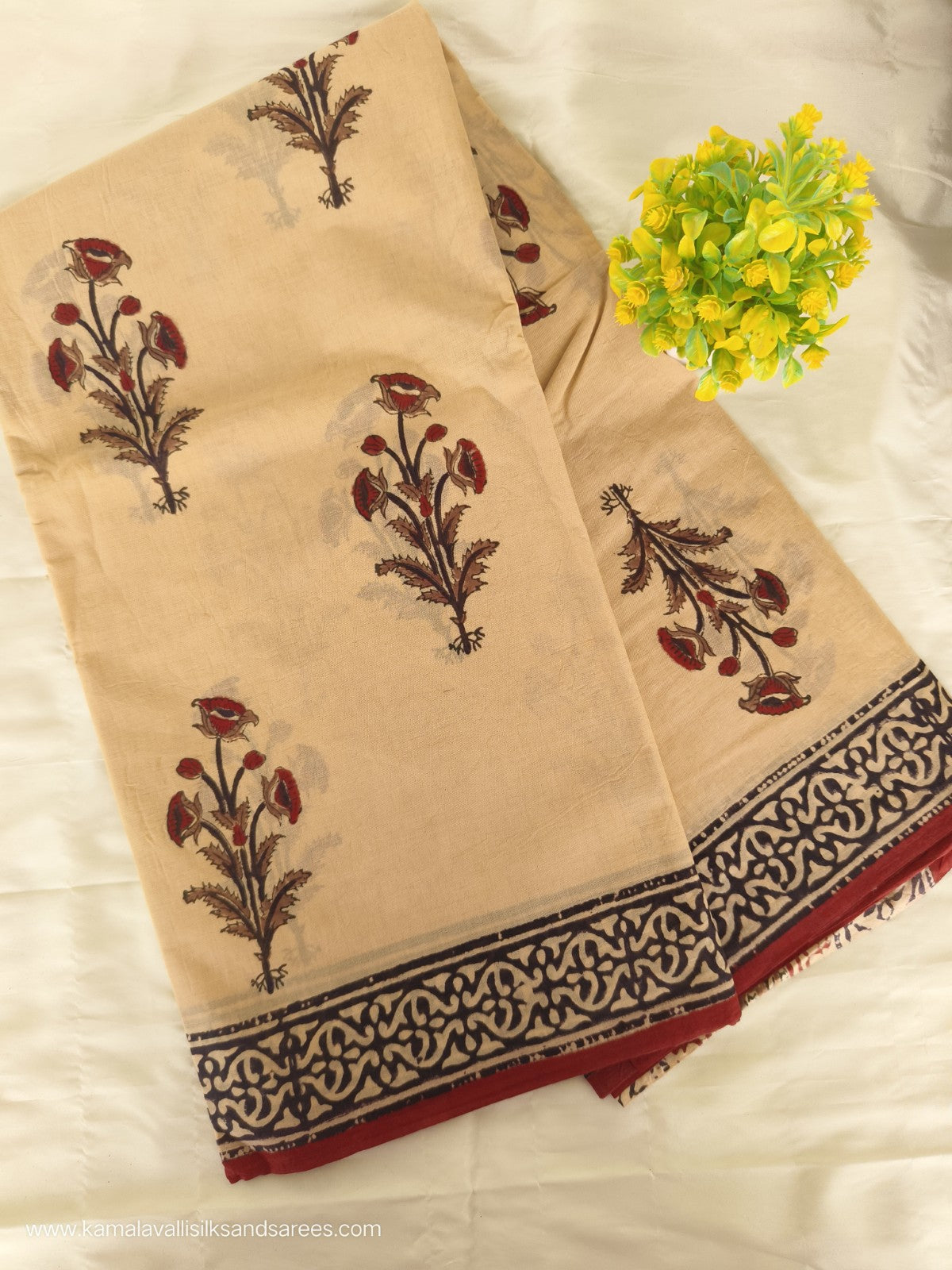 Hand Block Printed Mul Mul Cotton Saree