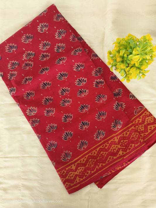 Hand Block Printed Mul Mul Cotton Saree