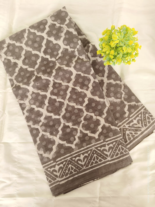 Hand Block Printed Mul Mul Cotton Saree
