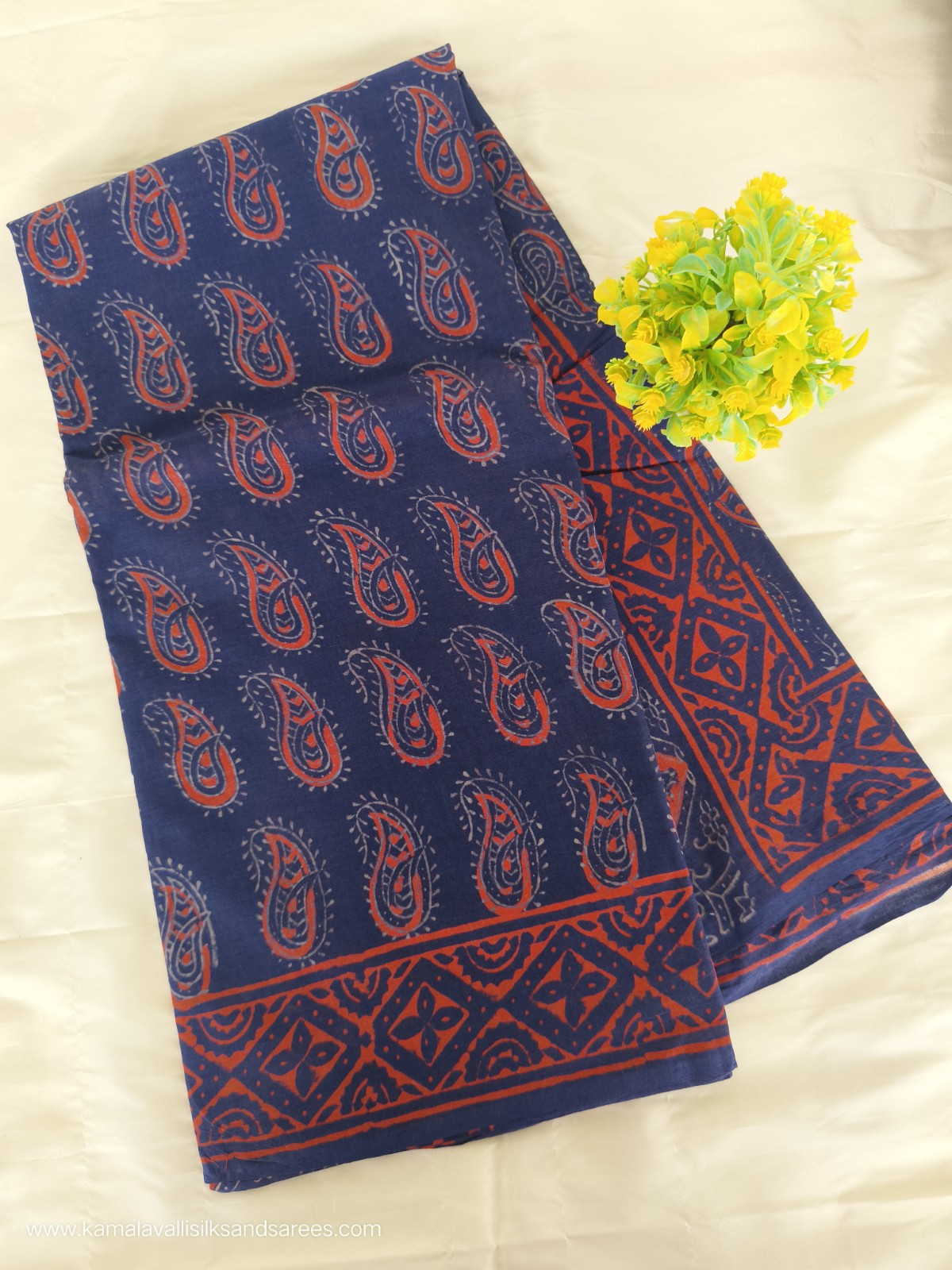 Hand Block Printed Mul Mul Cotton Saree